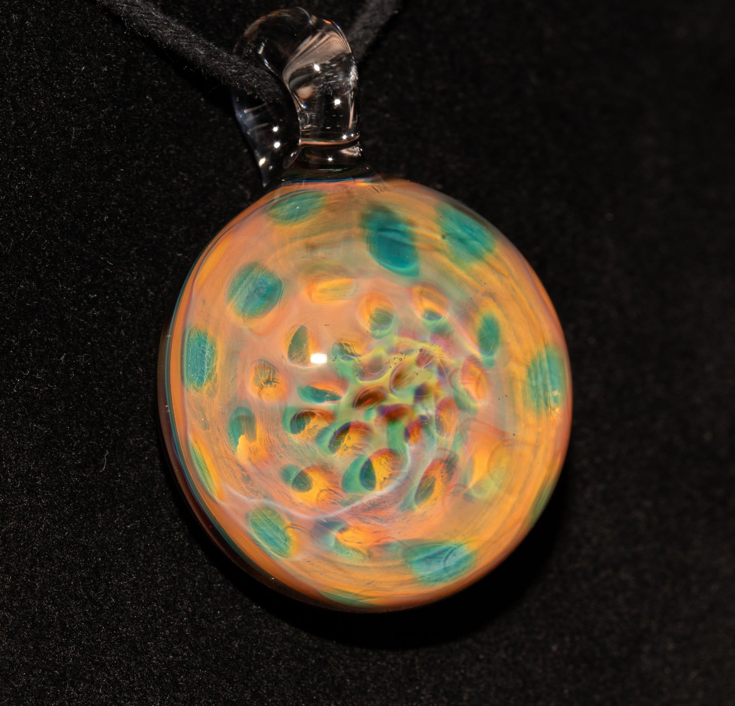 Fumed Honeycomb Pendant | Ethereal Borosilicate Glass Necklace | Heady Art Jewelry | Celestial Depth Design