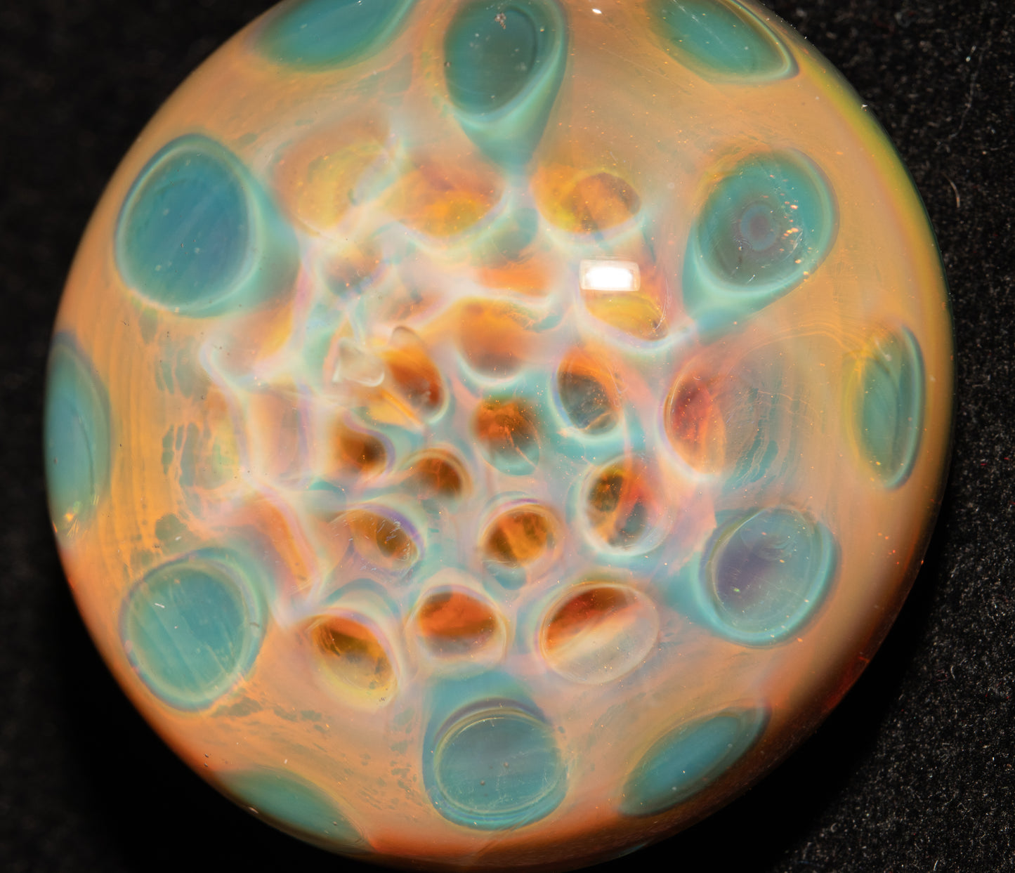 Honeycomb Glass Necklace | Borosilicate Fumed Pendant | Handcrafted Heady Jewelry | Cosmic Art with Depth