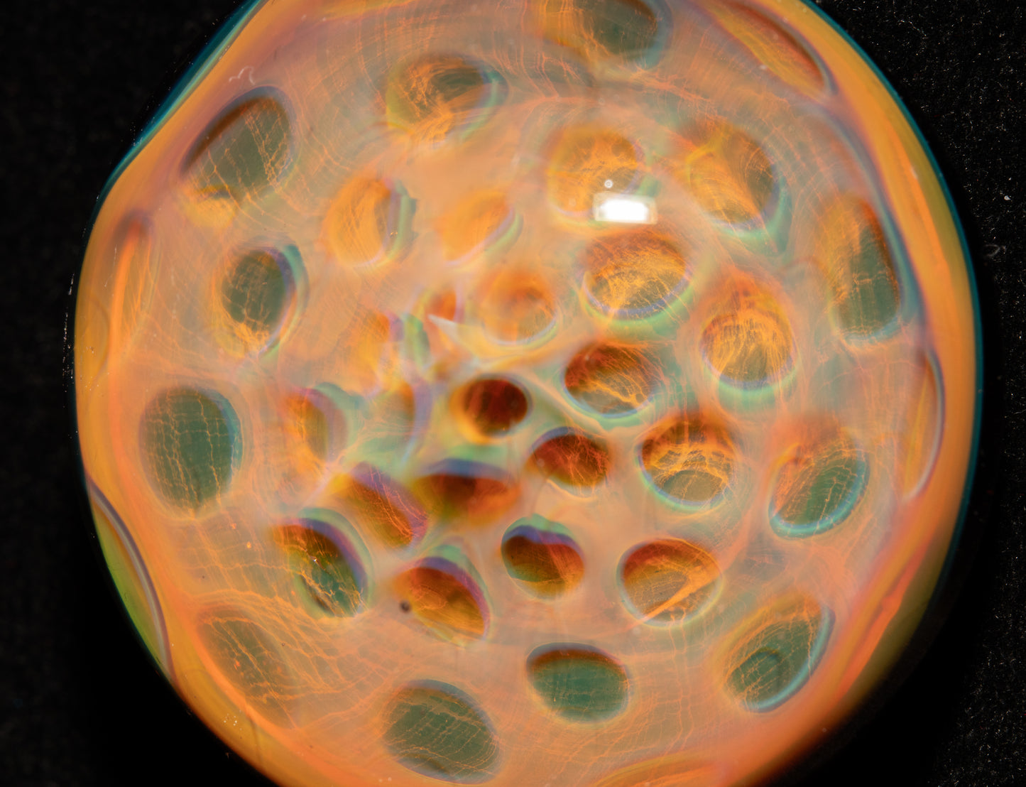 Honeycomb Fumed Pendant | Heady Borosilicate Necklace | Cosmic Glass Jewelry | Ethereal Depth Masterpiece