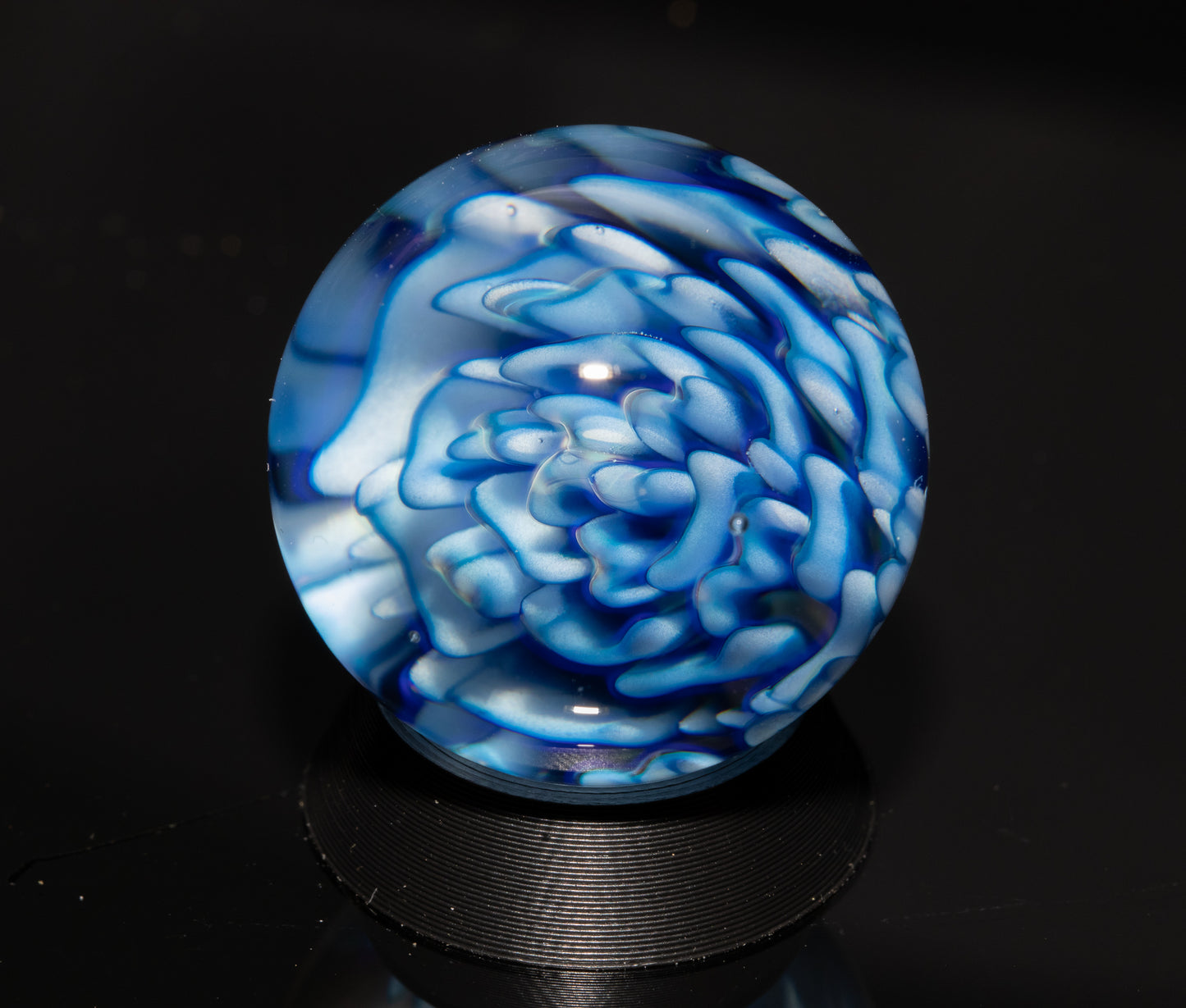 Dahlia Flower Marble Set | 25mm Handmade Glass Art Sphere with Matching Inserts | Collector Marble | Handblown Glass Decor
