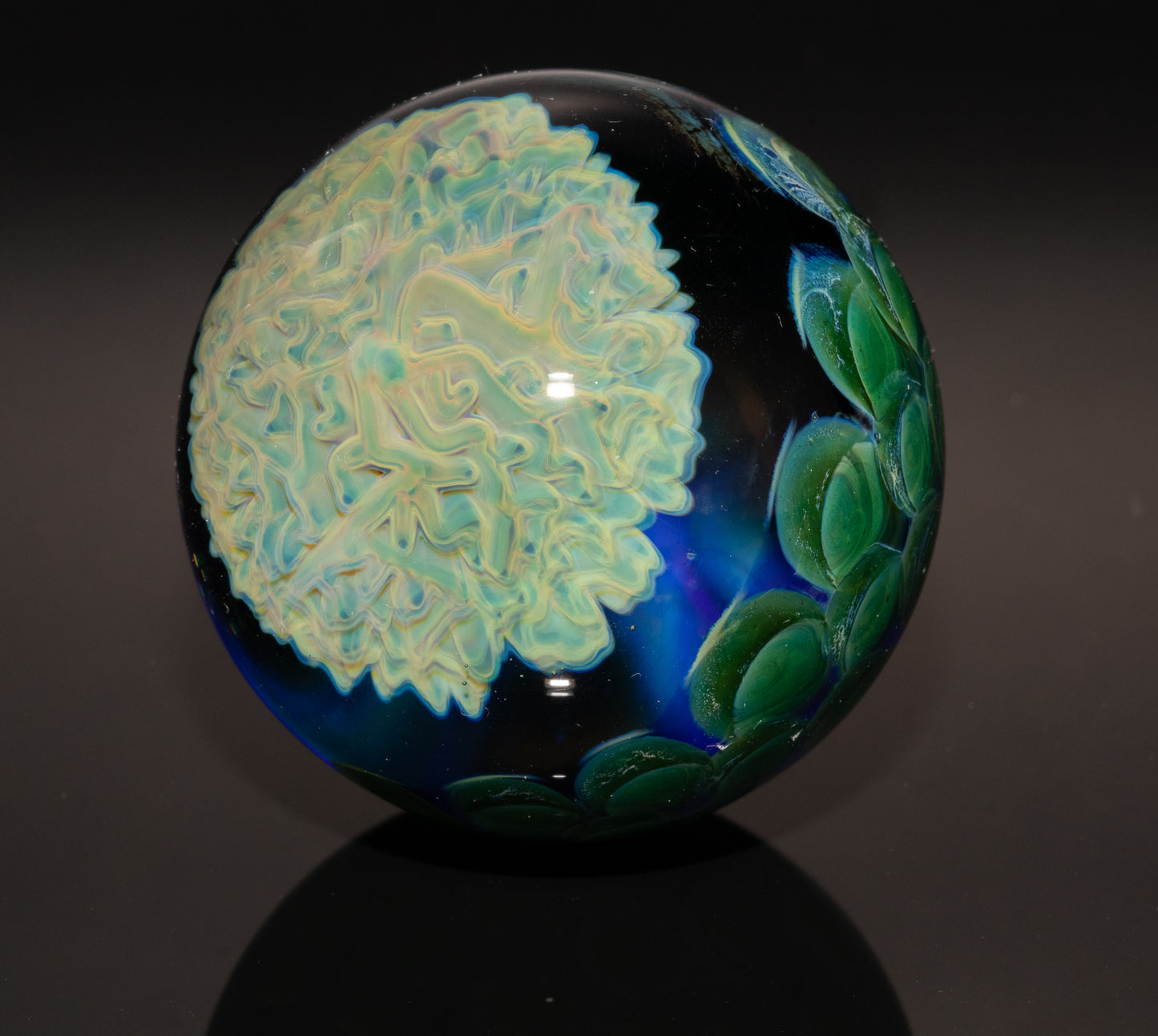 Mycelium Glass Marble 50mm | Fungal Inspired Art | Handmade Dot Stack Design | Nature-Inspired Collectible