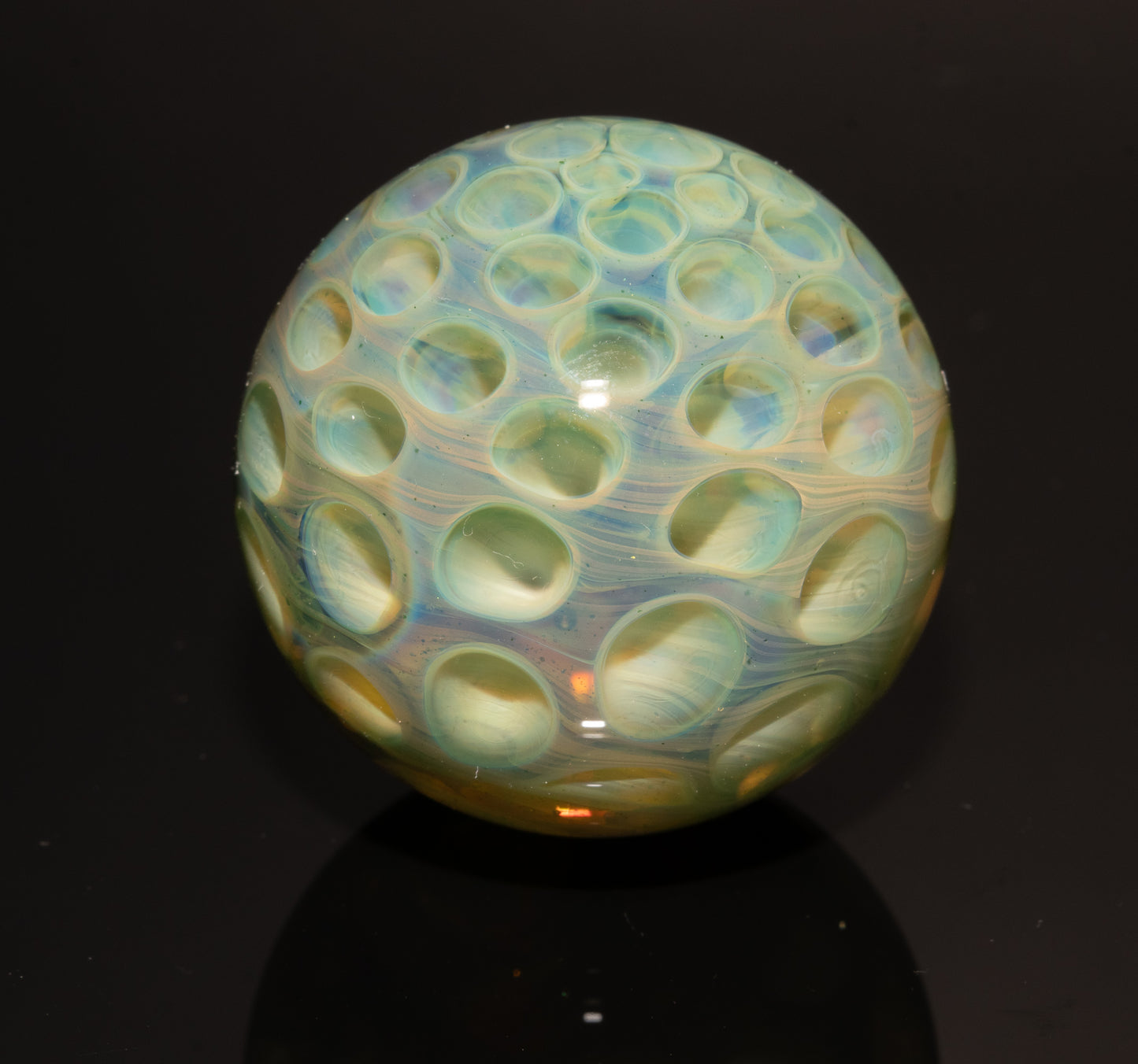 Honeycomb Glass Marble 32mm | Handblown Borosilicate Art Marble | Geometric Honeycomb Display Piece