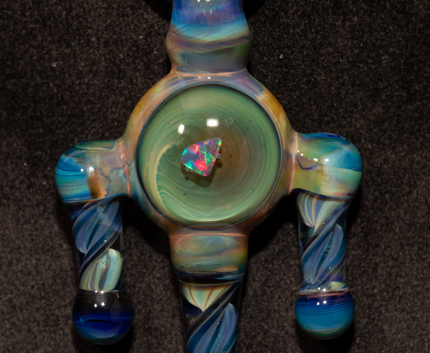 Opal Heart of Flame Pendant | Handblown Borosilicate Glass | Iridescent Artisan Jewelry