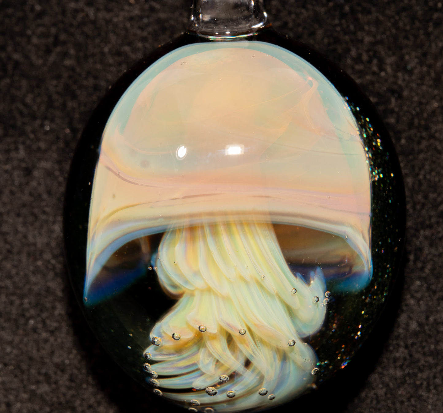 Sea Creature Pendant | Jellyfish Glass Necklace | Silvered Glass Art | Handblown Jewelry | Ocean Depths