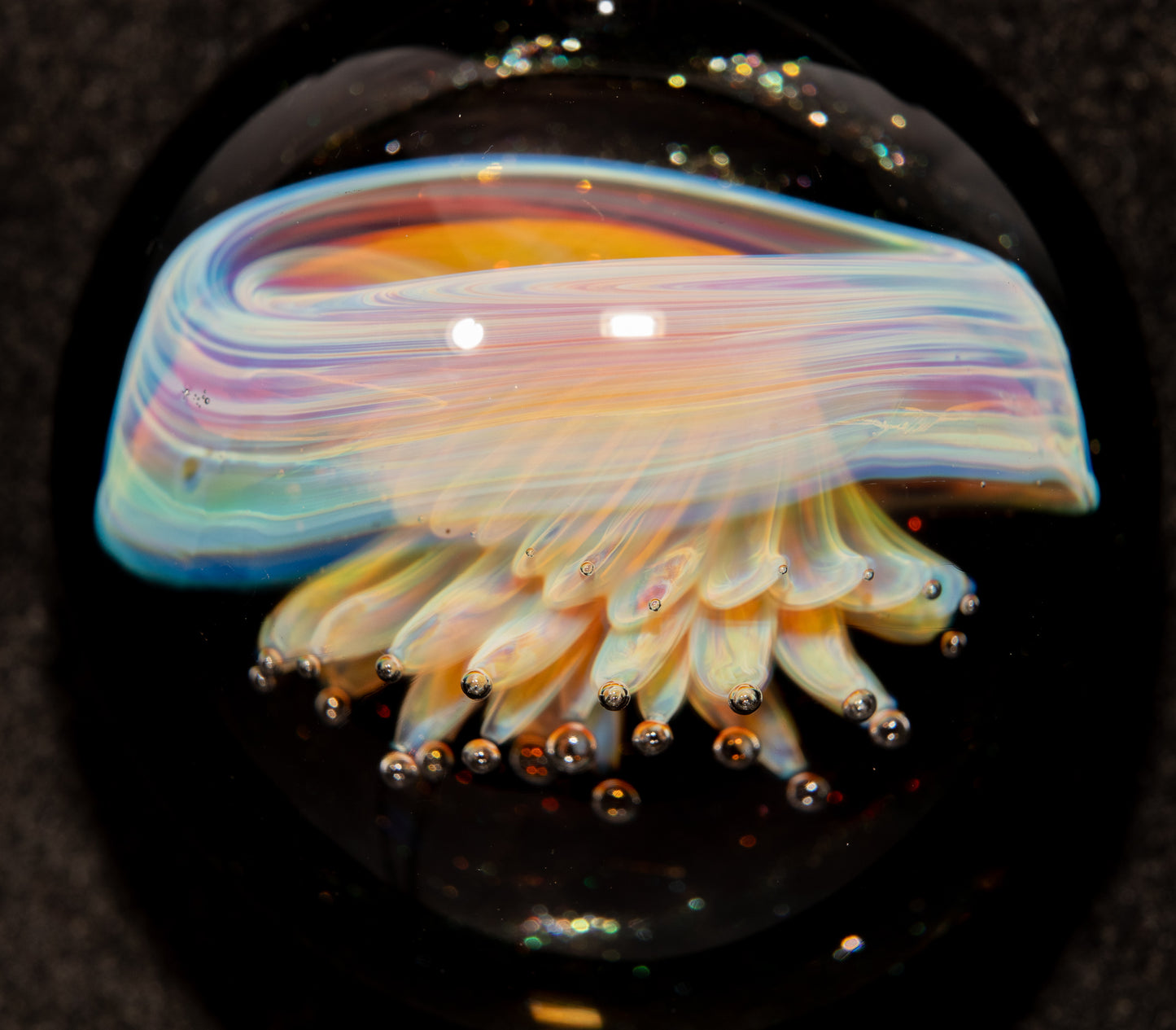 Silvered Jellyfish Glass Pendant | Handblown Artisan Necklace | Diving Jewelry | Ocean Currents