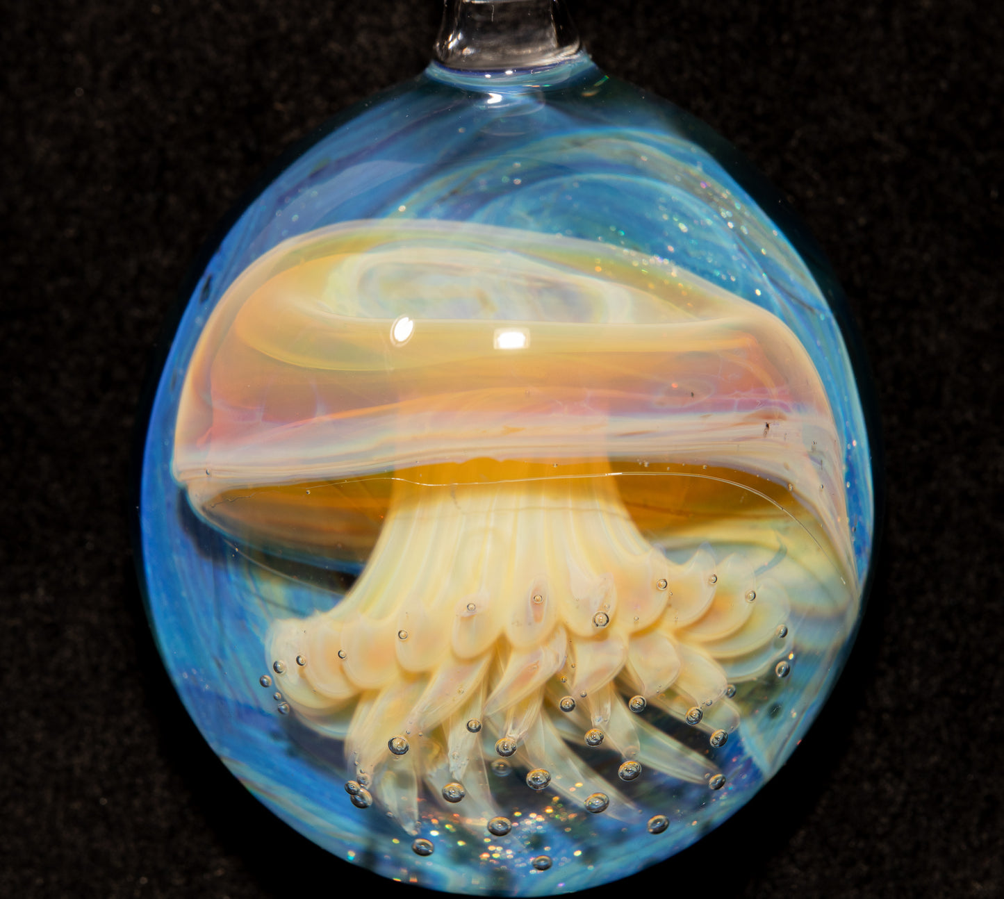 Underwater Jellyfish Pendant | Glass Necklace | Handblown Ocean Art Jewelry | Deep Sea
