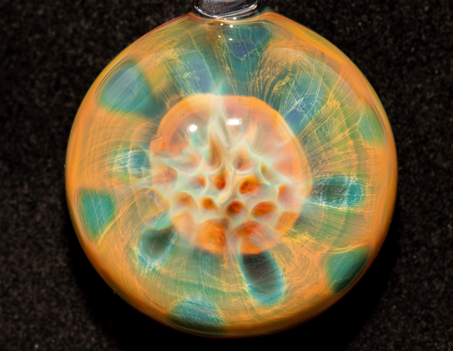 Encased Honeycomb Pendant | Vaporized Silver Glass Art | One-of-a-Kind Handblown Necklace