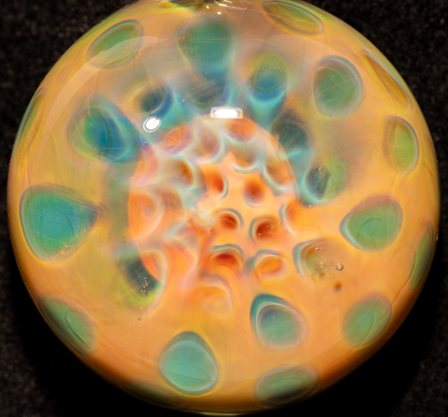 Glass Honeycomb Lens Pendant | Silver Fume Depth Effect | Handmade Borosilicate Art Jewelry