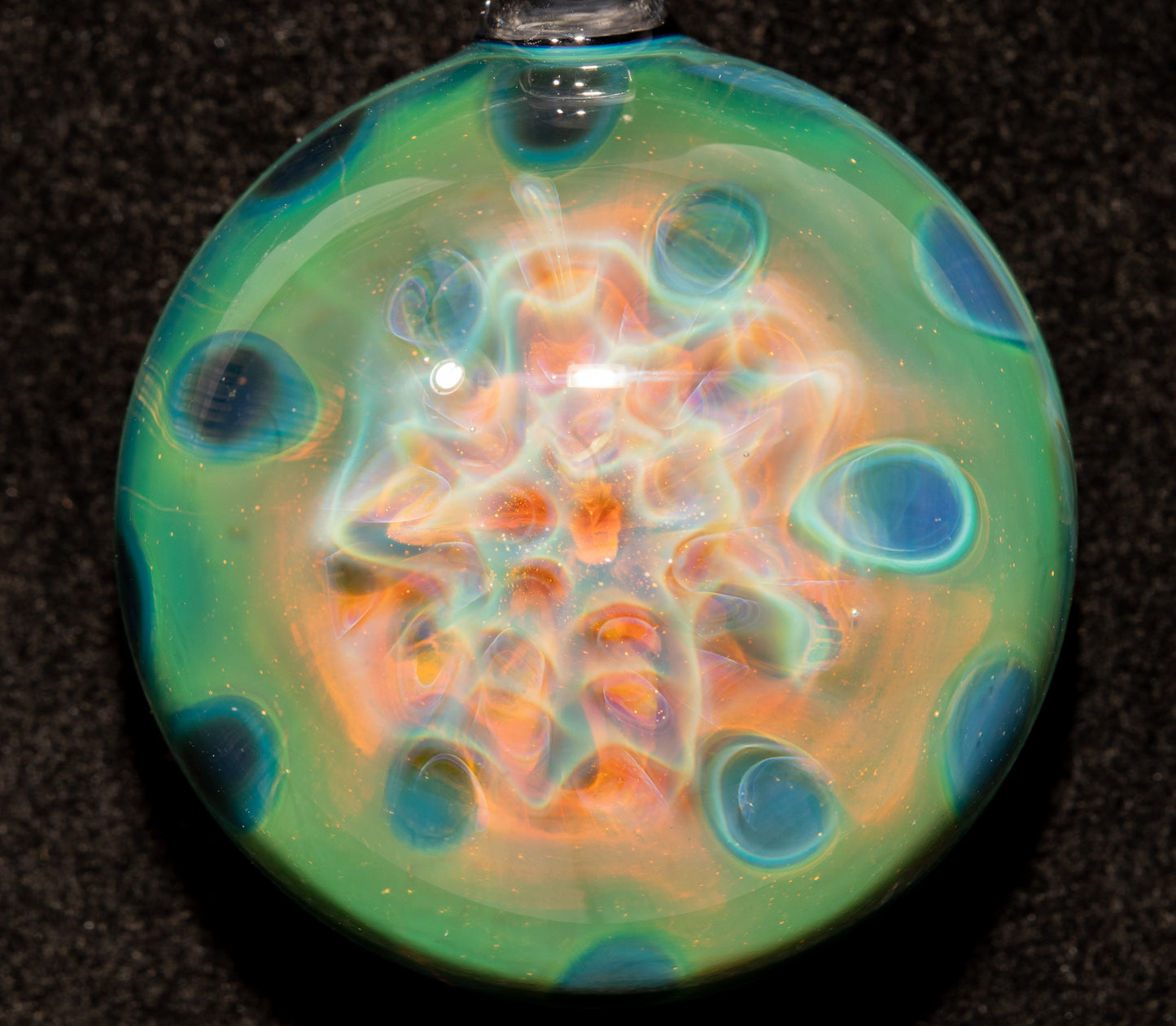 Encased Honeycomb Pendant | Vaporized Silver Glass Art | One-of-a-Kind Handblown Necklace