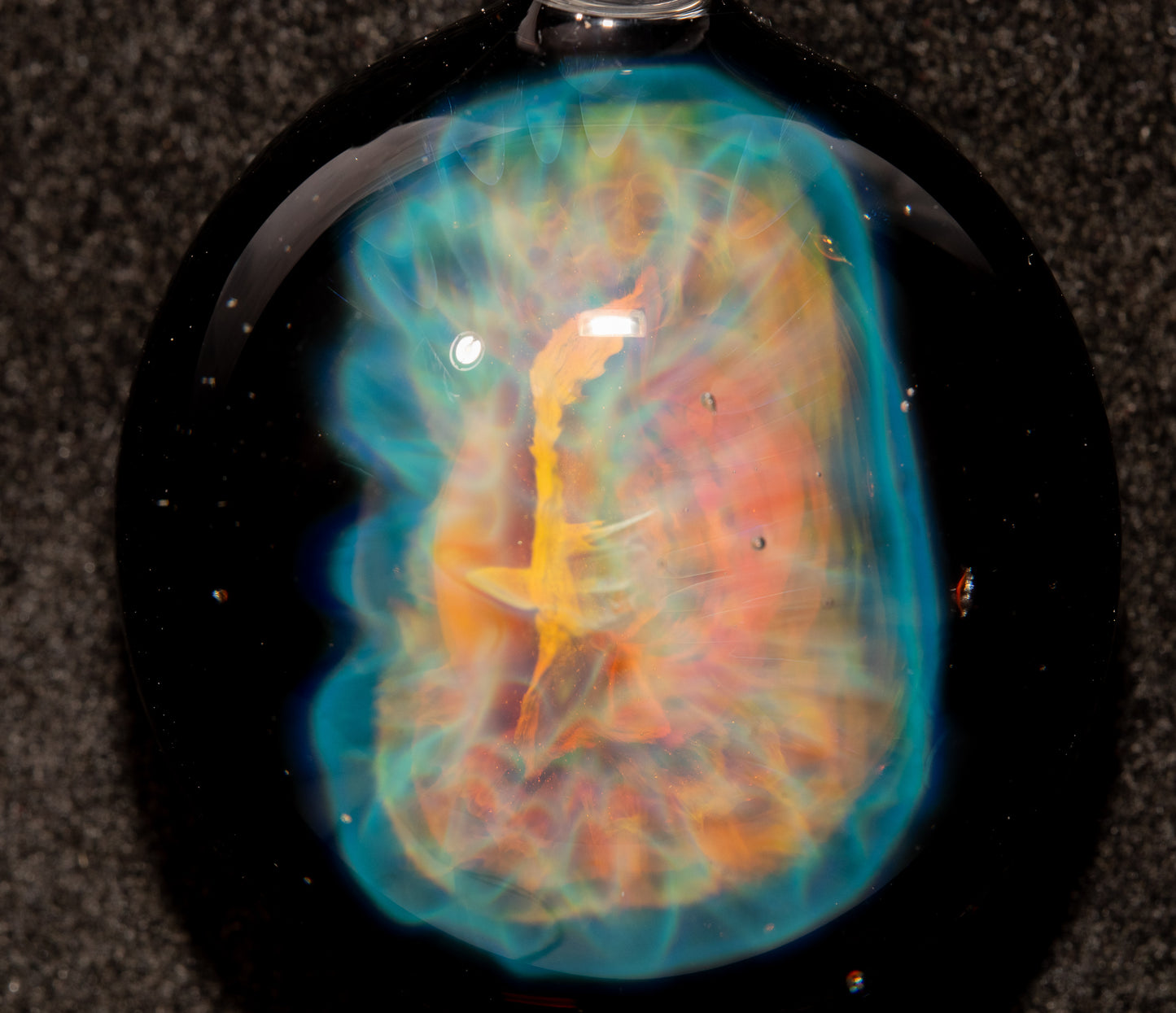 Iridescent Honeycomb Pendant | Pure Silver Fumed Glass Art | Handmade Borosilicate Necklace