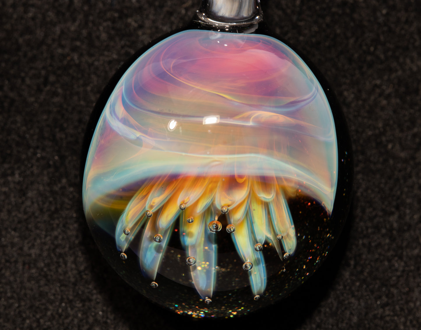 Artisan Jellyfish Pendant | Ocean-Inspired Glass Necklace | Handblown Glass Jewelry | Tropical Waters