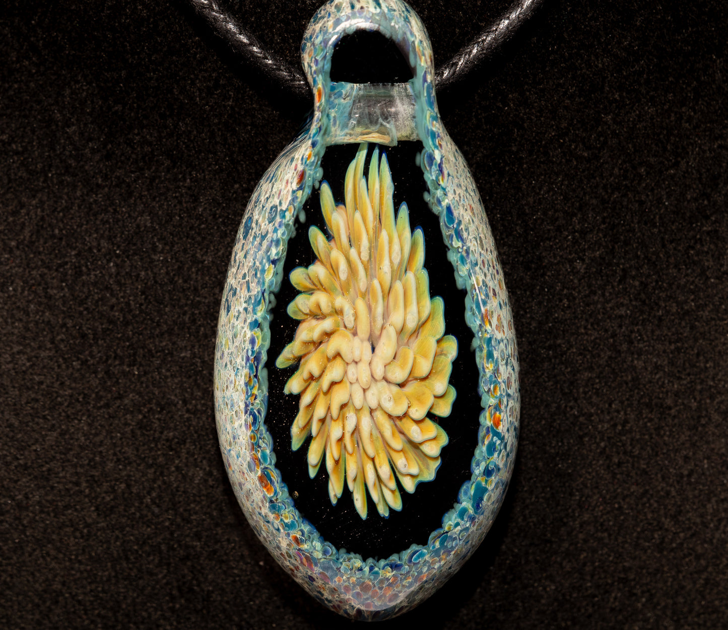 Glass Geode Flower Pendant | Faceted Implosion Art | Forever Bloom in Glass | Handmade Borosilicate Jewelry