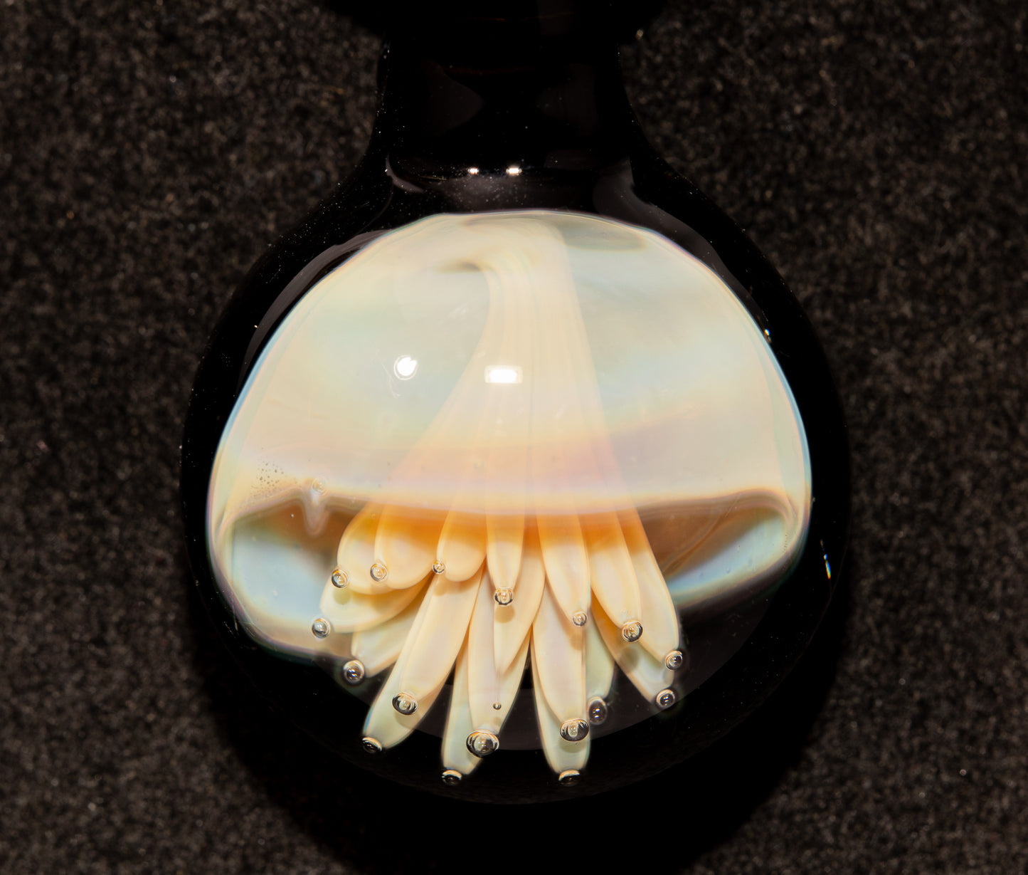 Handblown Jellyfish Necklace | Implosion Glass Art Pendant | Ocean-Inspired Jewelry | Sea Breeze