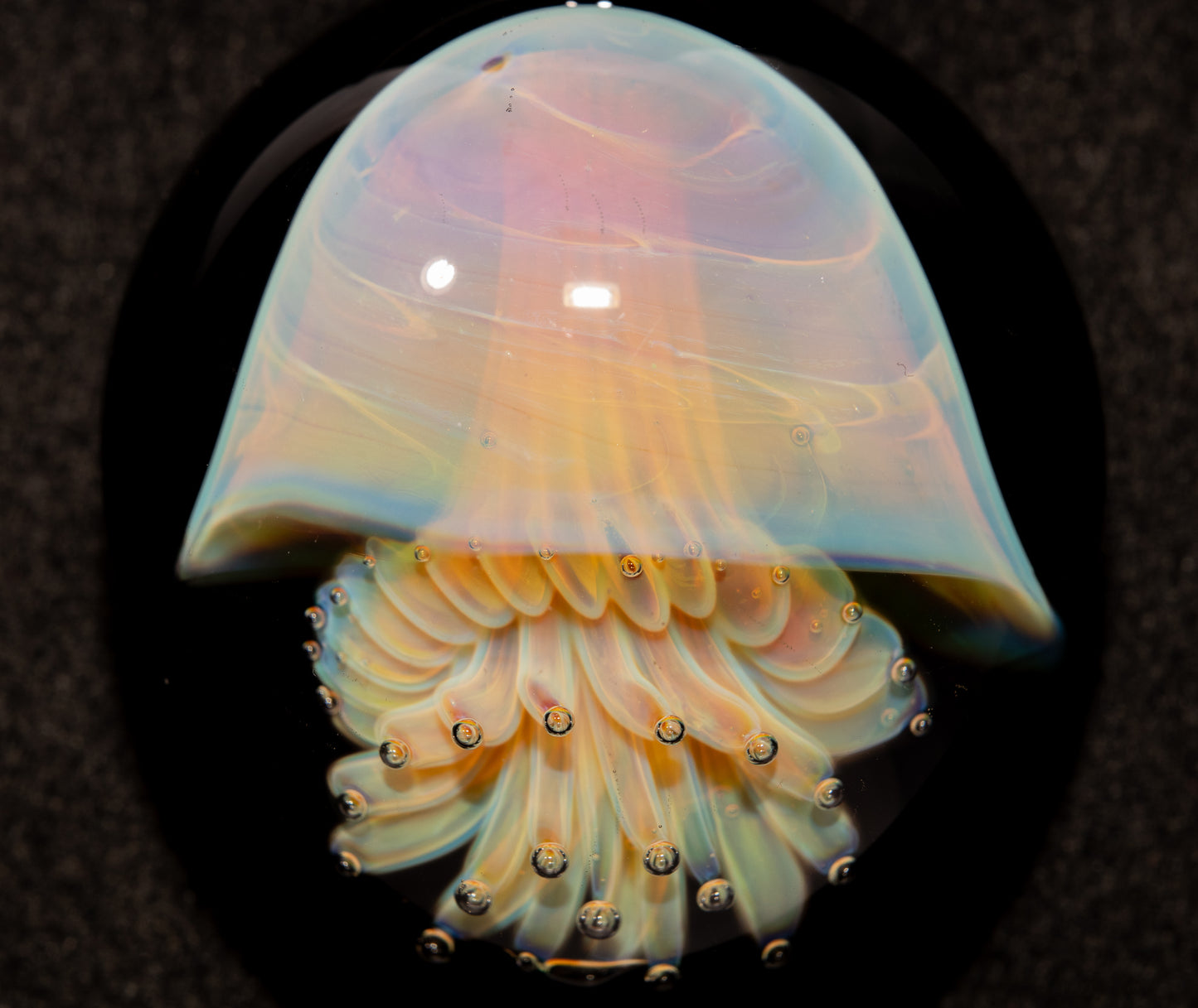 Silvered Glass Jellyfish | Handcrafted Glass Pendant | Ocean Life Necklace | Diving Jewelry | Underwater Light