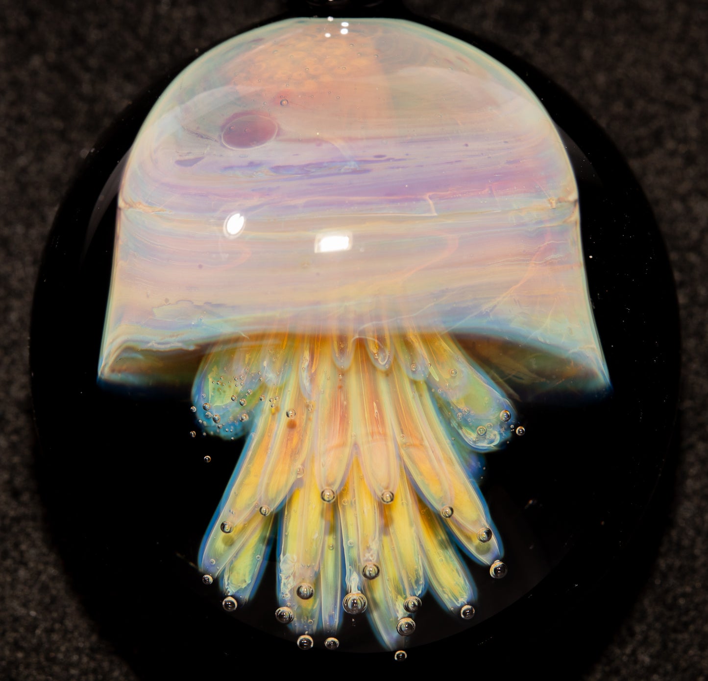 Sea Creature Pendant | Jellyfish Glass Necklace | Silvered Glass Art | Handblown Jewelry | Ocean Depths