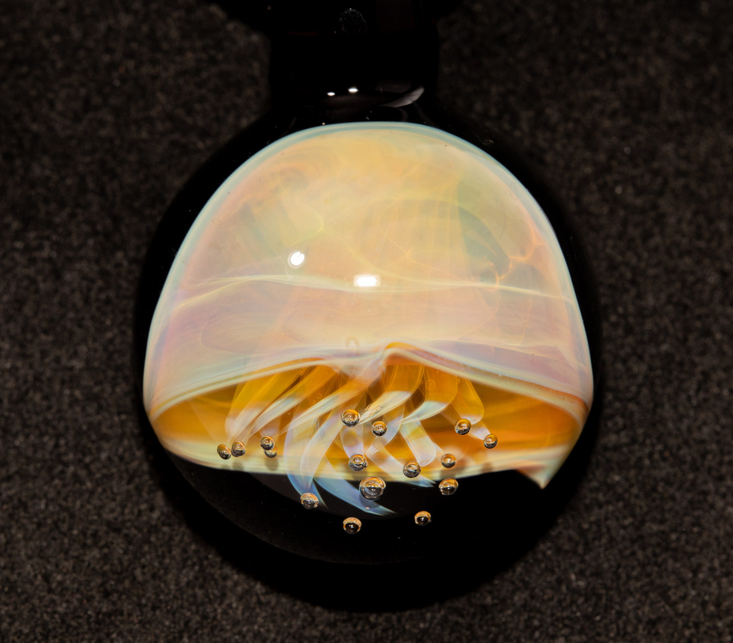 Jellyfish Glass Art Pendant | Handcrafted Ocean Jewelry | Silvered Glass Necklace | Sunlit Sea