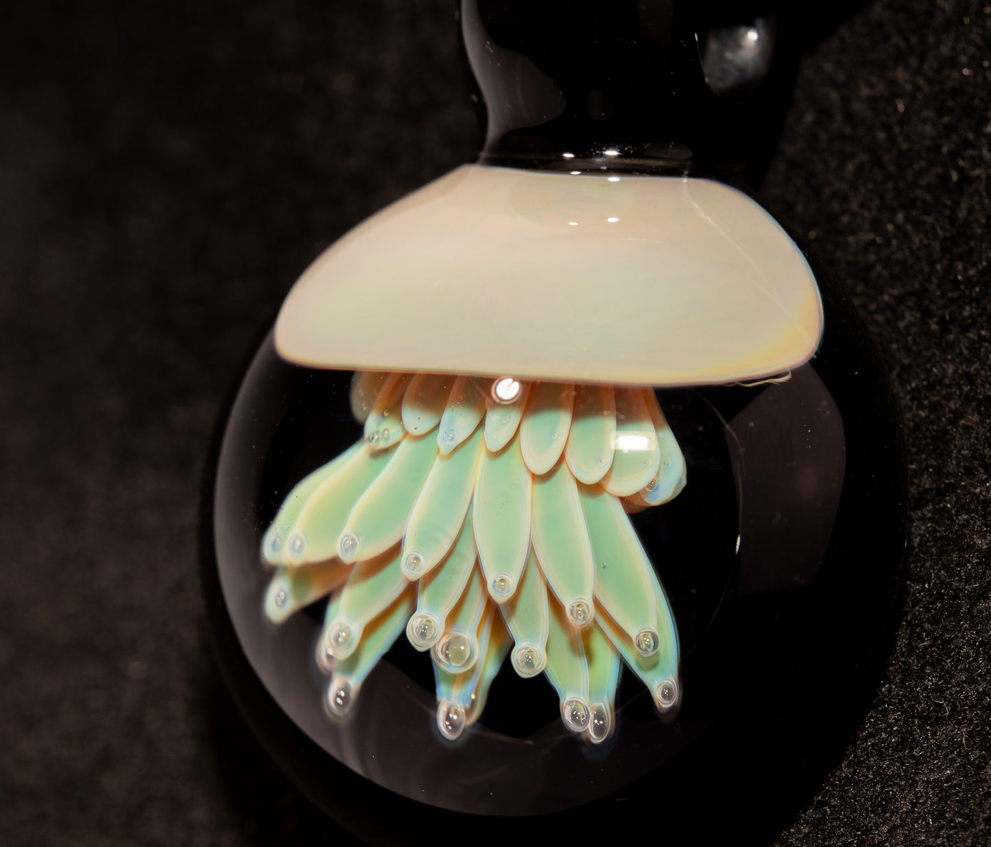 Implosion Jellyfish Necklace | Artisan Glass Pendant | Sea Life Jewelry | Handcrafted Art | Ocean Glow