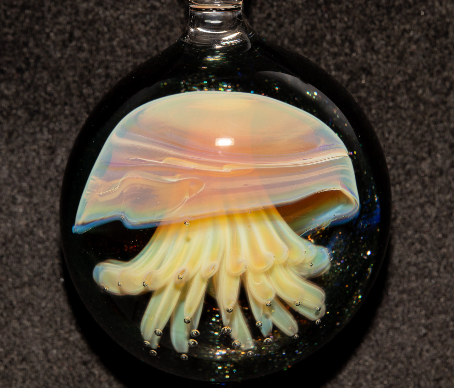 Implosion Jellyfish Necklace | Artisan Glass Pendant | Sea Life Jewelry | Handcrafted Art | Ocean Glow