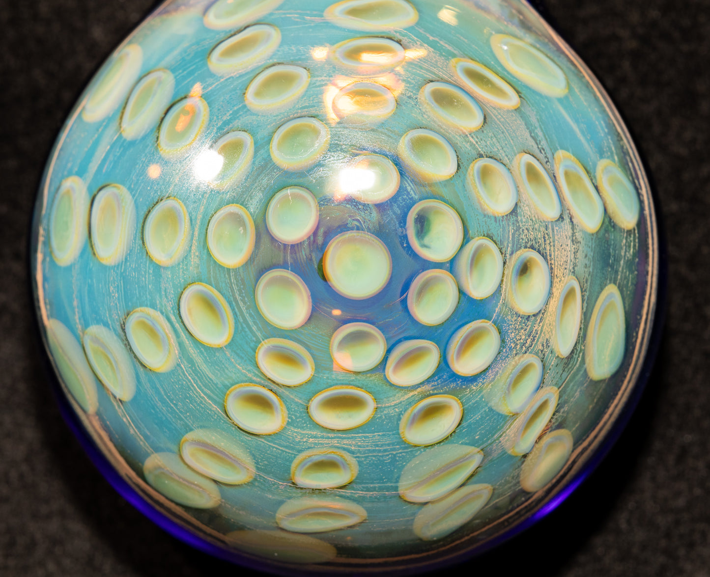 Lotus Pod Honeycomb Disk Pendant | Geometric Glass Art Jewelry | Hollow Glass Necklace | Handcrafted