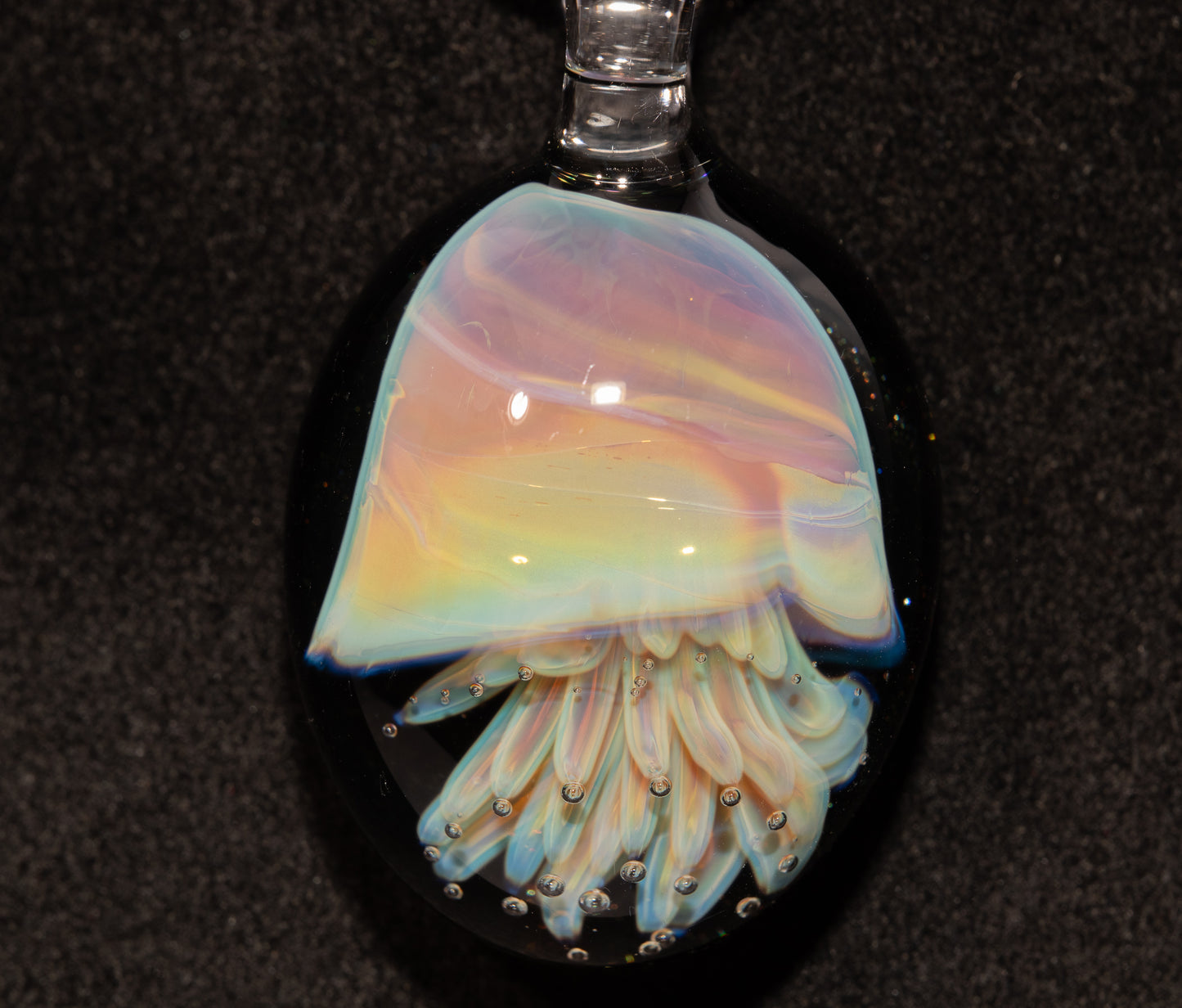 Underwater Jellyfish Pendant | Glass Necklace | Handblown Ocean Art Jewelry | Deep Sea
