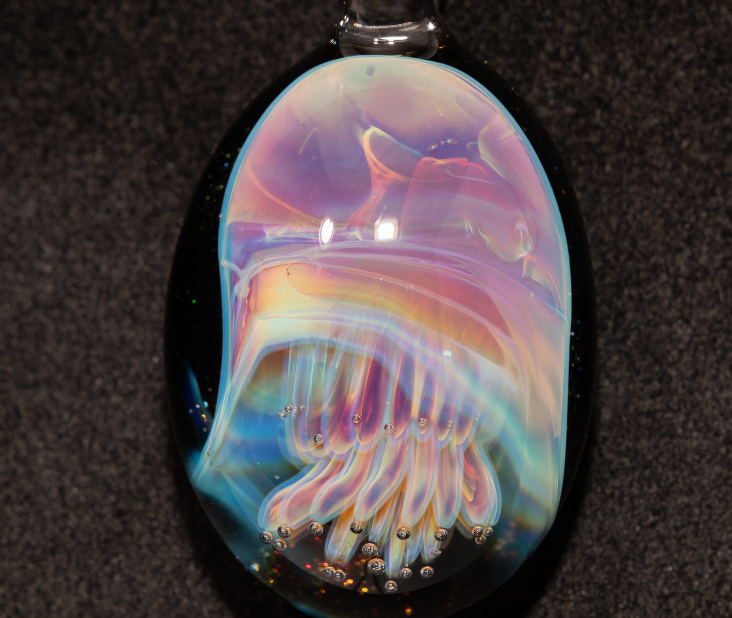 Jellyfish Glass Art Pendant | Handcrafted Ocean Jewelry | Silvered Glass Necklace | Sunlit Sea