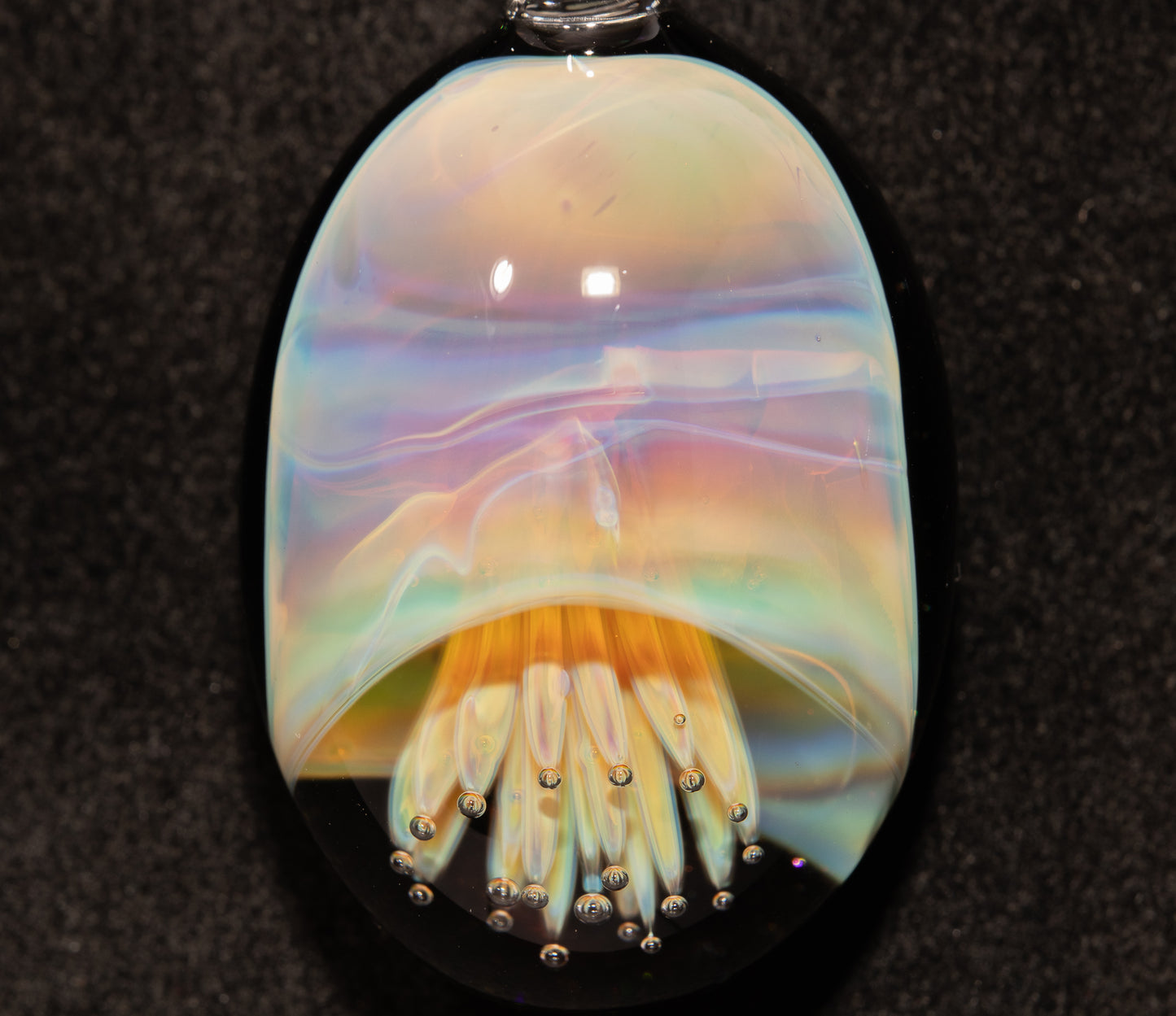 Jellyfish Pendant | Handblown Glass Jewelry | Ocean-Inspired Necklace | Silvered Glass Art | Tropical Vibes