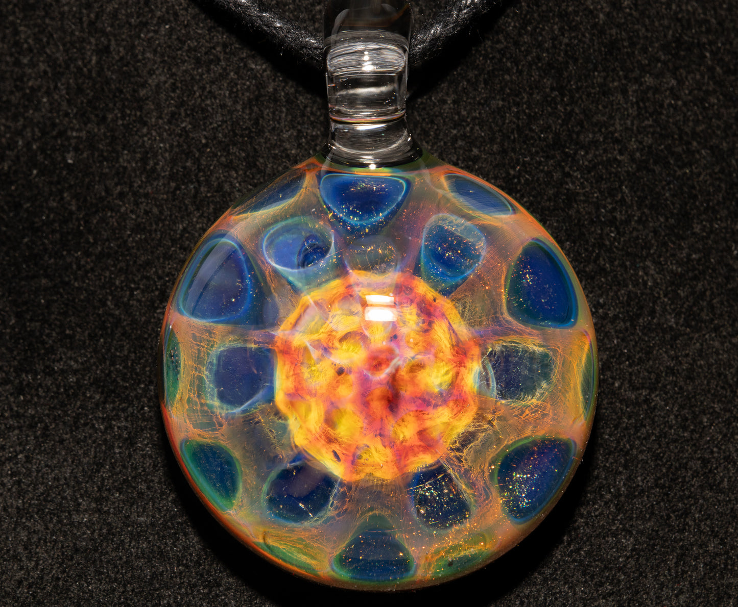 Silver Infused Glass Pendant | Heady Honeycomb Necklace | Borosilicate Color Shift Jewelry | Galaxy-Inspired Design