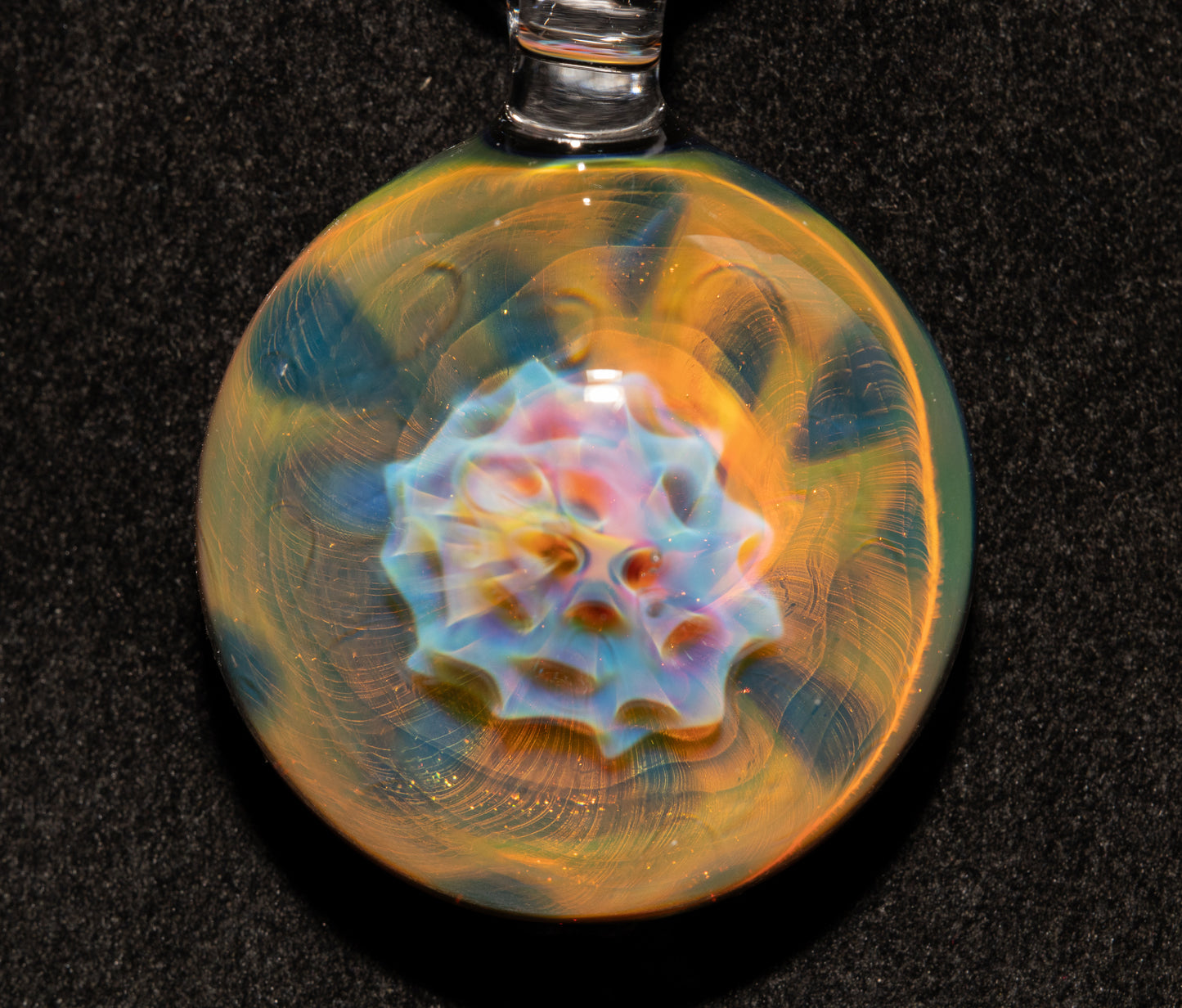 Handcrafted Galaxy Pendant | Silver Honeycomb Necklace | Iridescent Borosilicate Jewelry | Cosmic Heady Art Piece