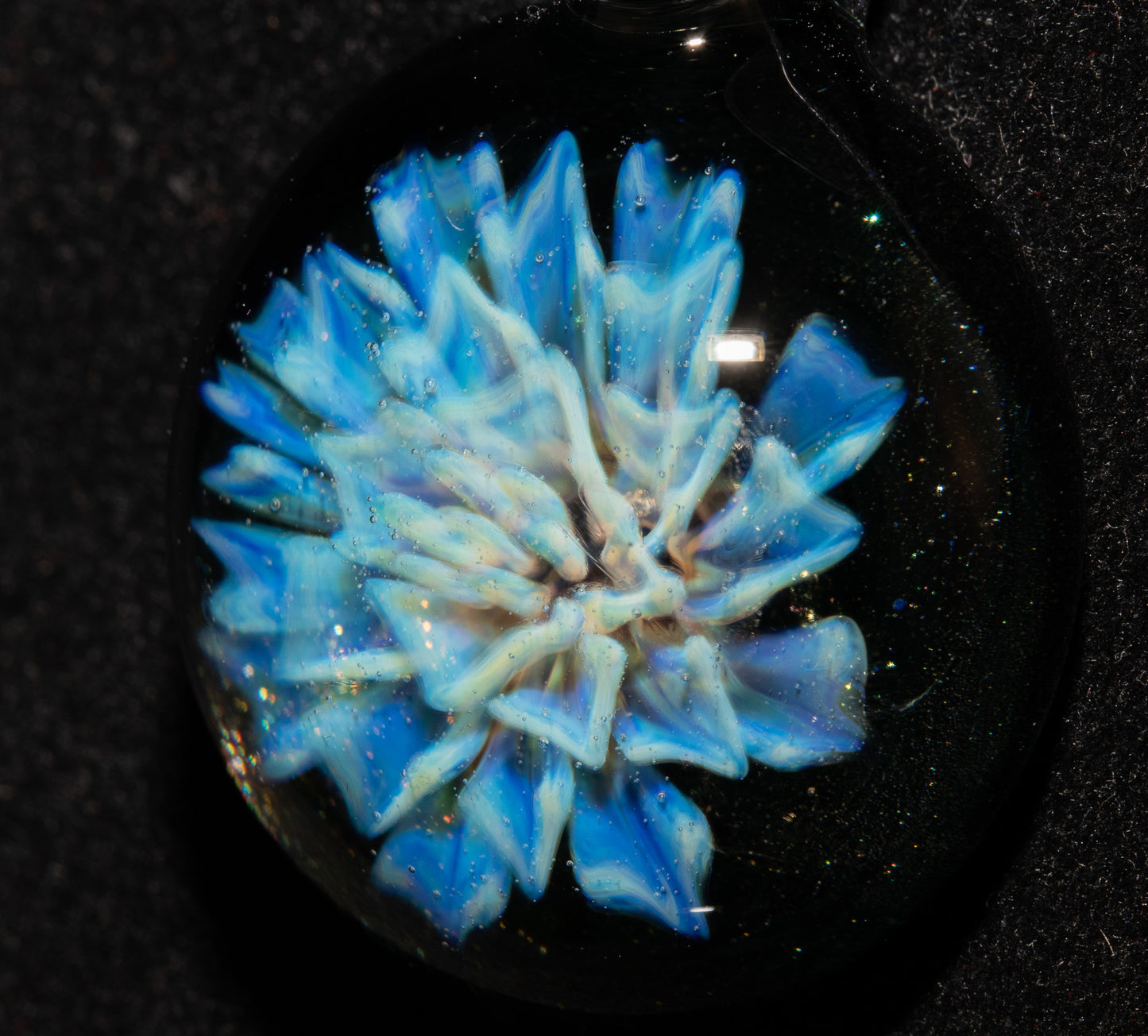 Handmade Borosilicate Glass Floral Dahlia Necklace | Artisan Pendant Jewelry