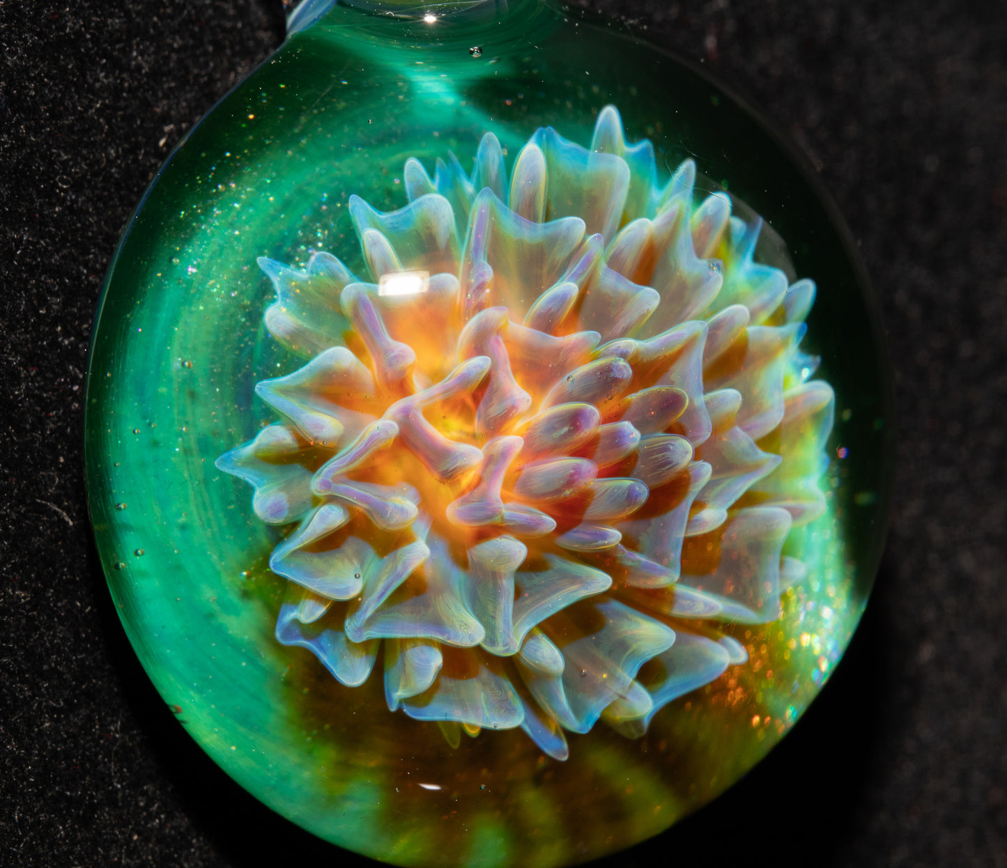 Glass Dahlia Flower Pendant Necklace | Handmade Borosilicate | Floral Jewelry
