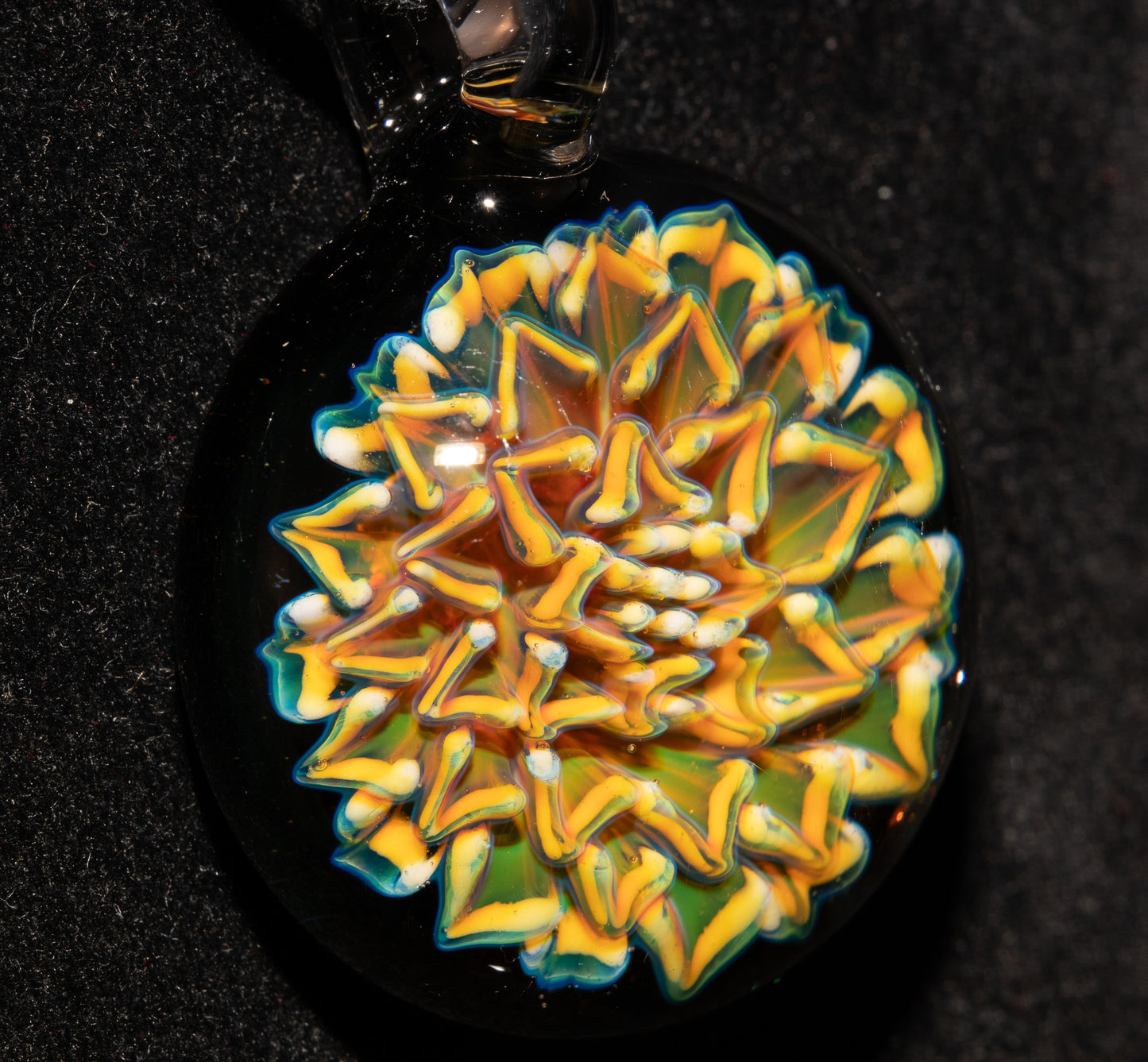 Borosilicate Glass Floral Dahlia Necklace | Handmade Pendant | Botanical Jewelry