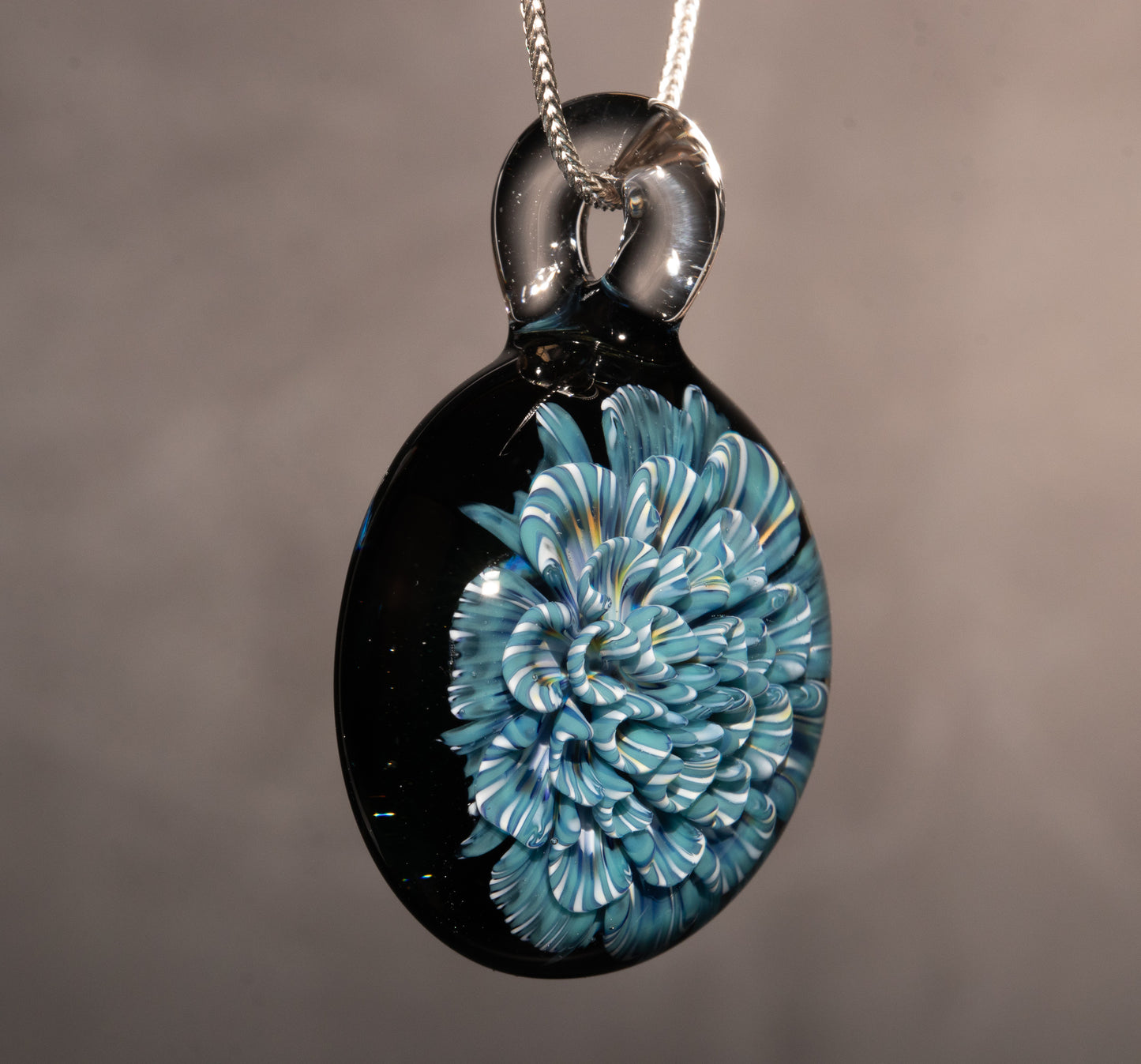 Layered Lotus Dahlia | Implosion Glass Flower Pendant | Handmade Jewelry