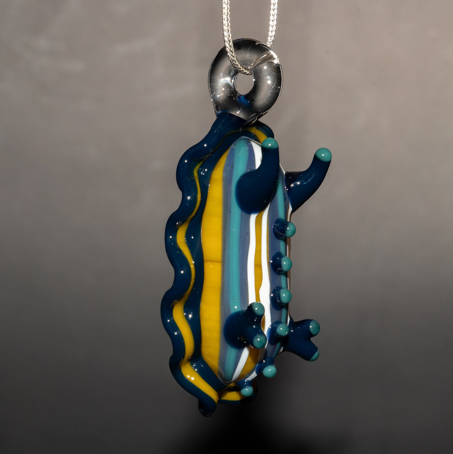 Handmade Glass Sea Slug Pendant | Nudibranch Ocean Art Necklace | Saltwater Reef Borosilicate Jewelry | Coastal Festival Style
