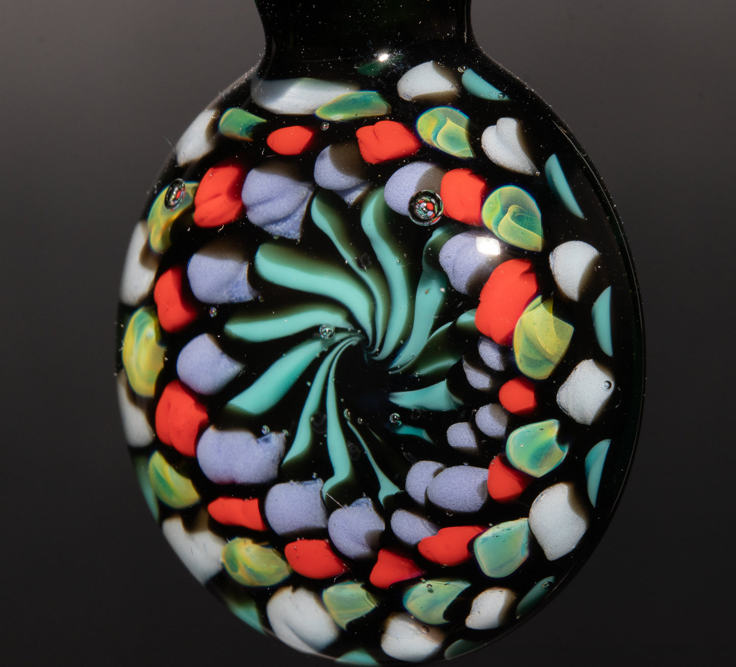 Large Mandala Pendant | Intricate Glass Fractal Pattern | Heady Multicolor Jewelry