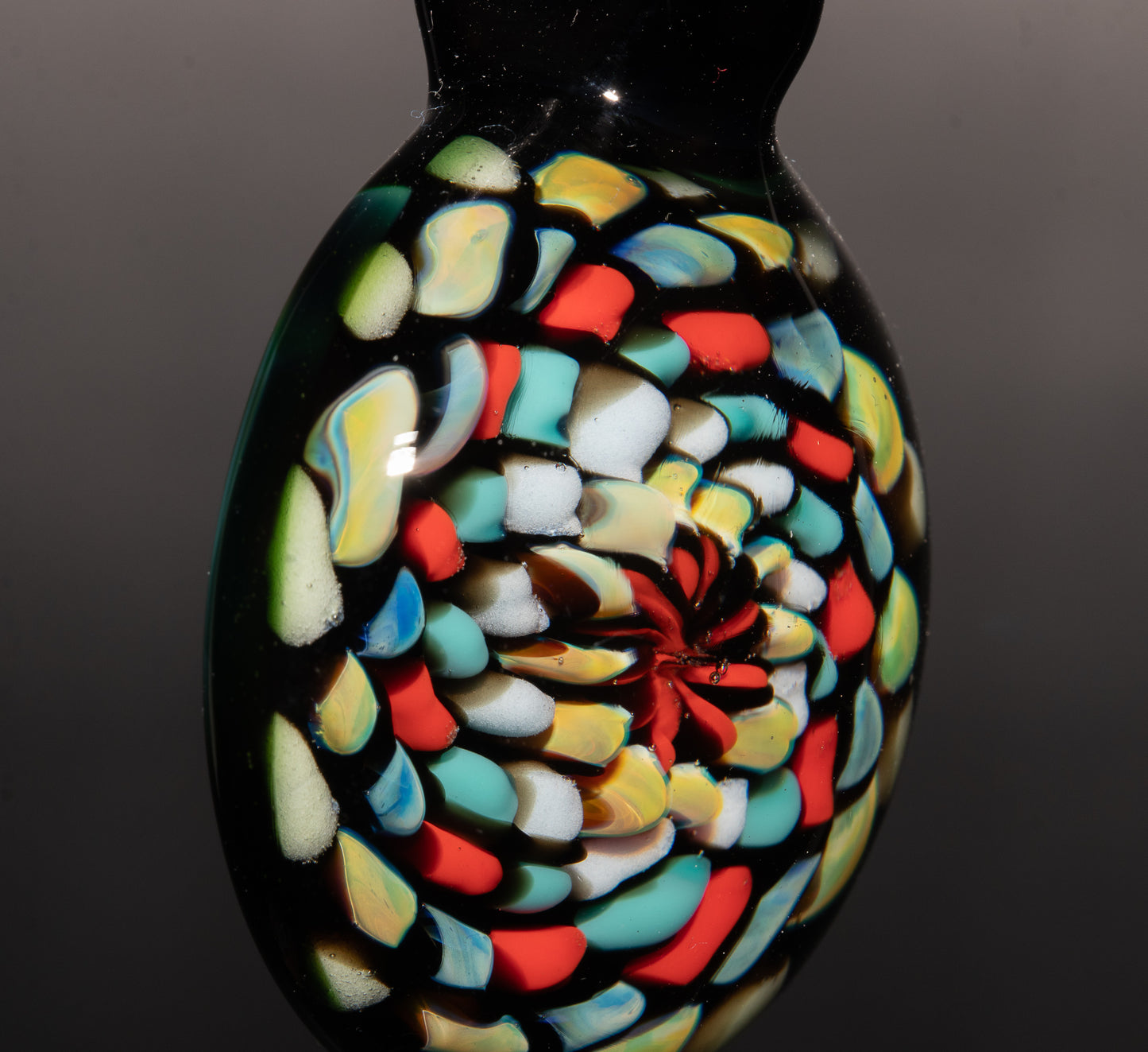 Large Mandala Pendant | Intricate Glass Fractal Pattern | Heady Multicolor Jewelry