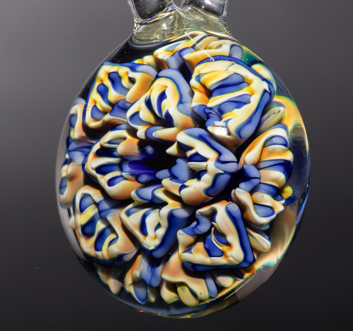 Peony Chrysanthemum Glass Pendant | Lotus Flower Design | Handmade Jewelry