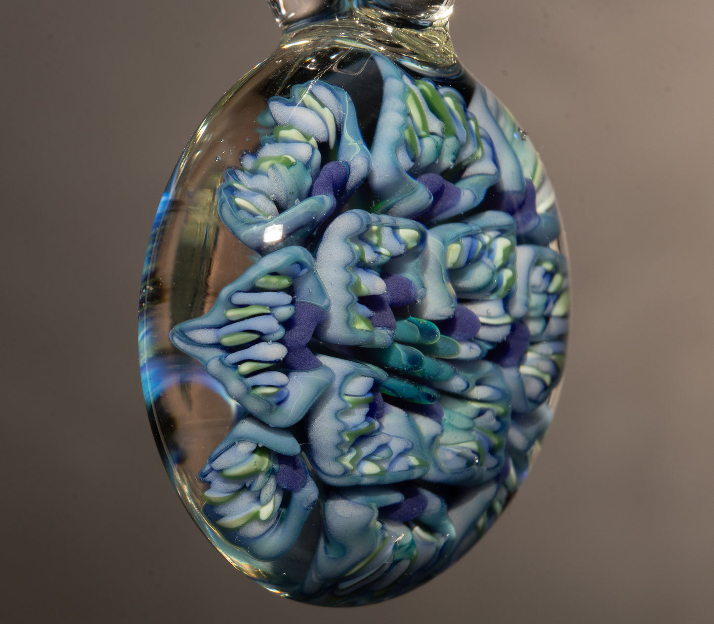 Layered Glass Flower Pendant | Lotus Peony Chrysanthemum | Handmade Jewelry