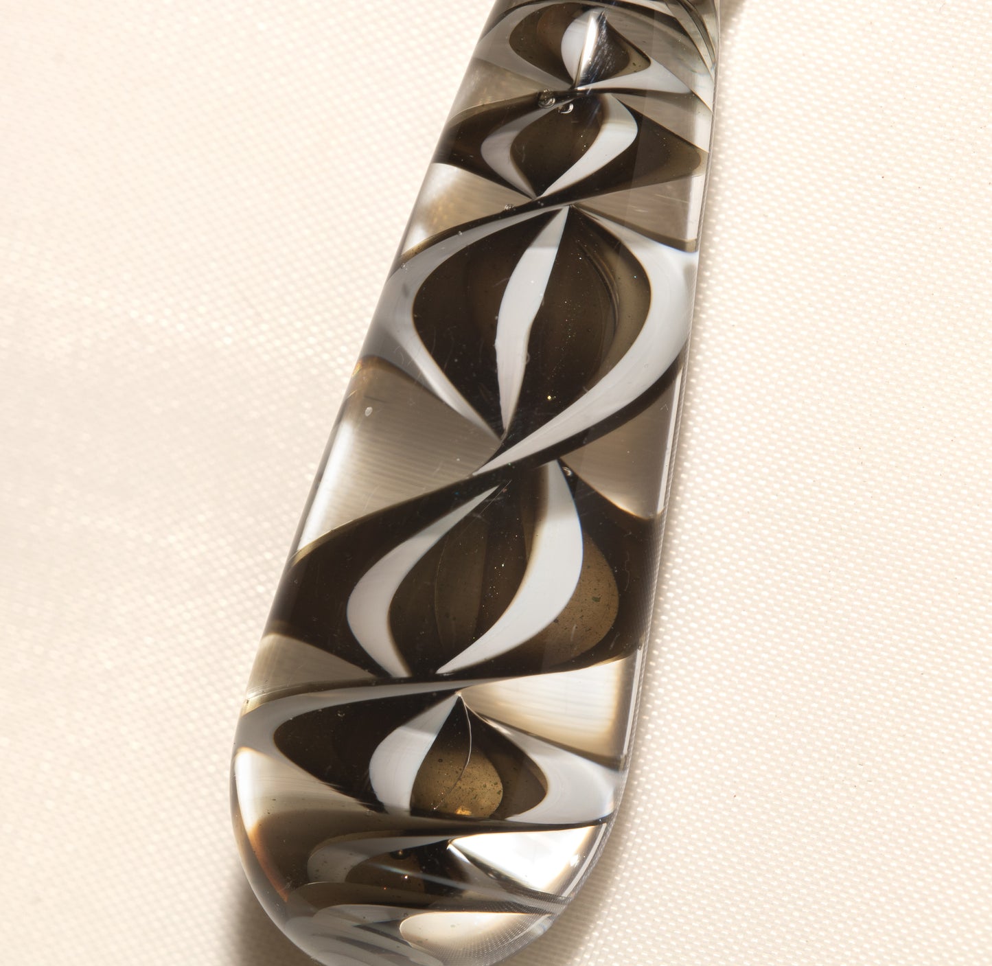 Monochrome Candy Stripe Single Glass Pendant (1) | Black and White Twisted Spiral Glass Necklace | Artisan Lampwork Pendant