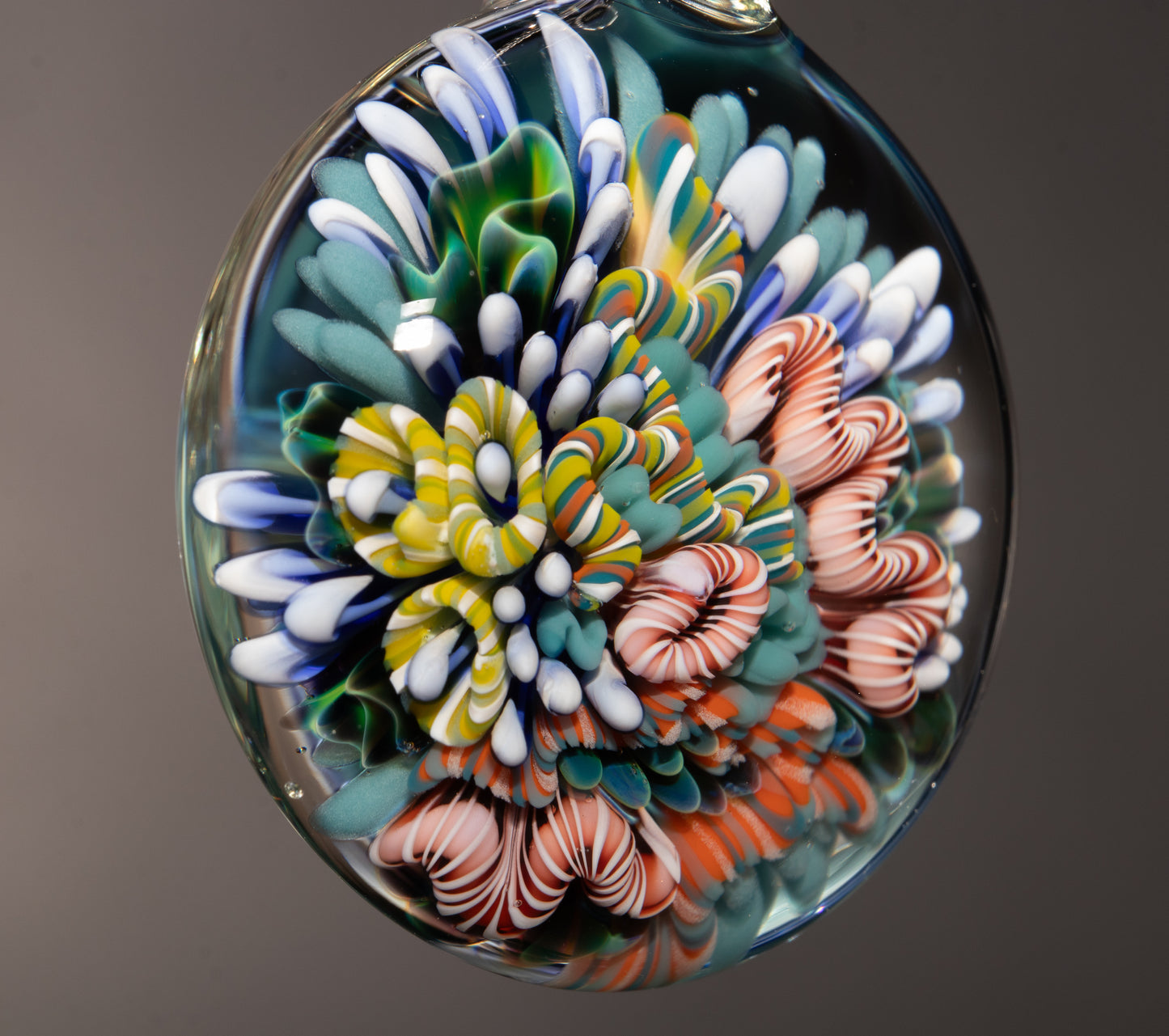 Handblown Coral Reef Glass Pendant | Ocean Jewelry Necklace | Beach Inspired Sea Life Art