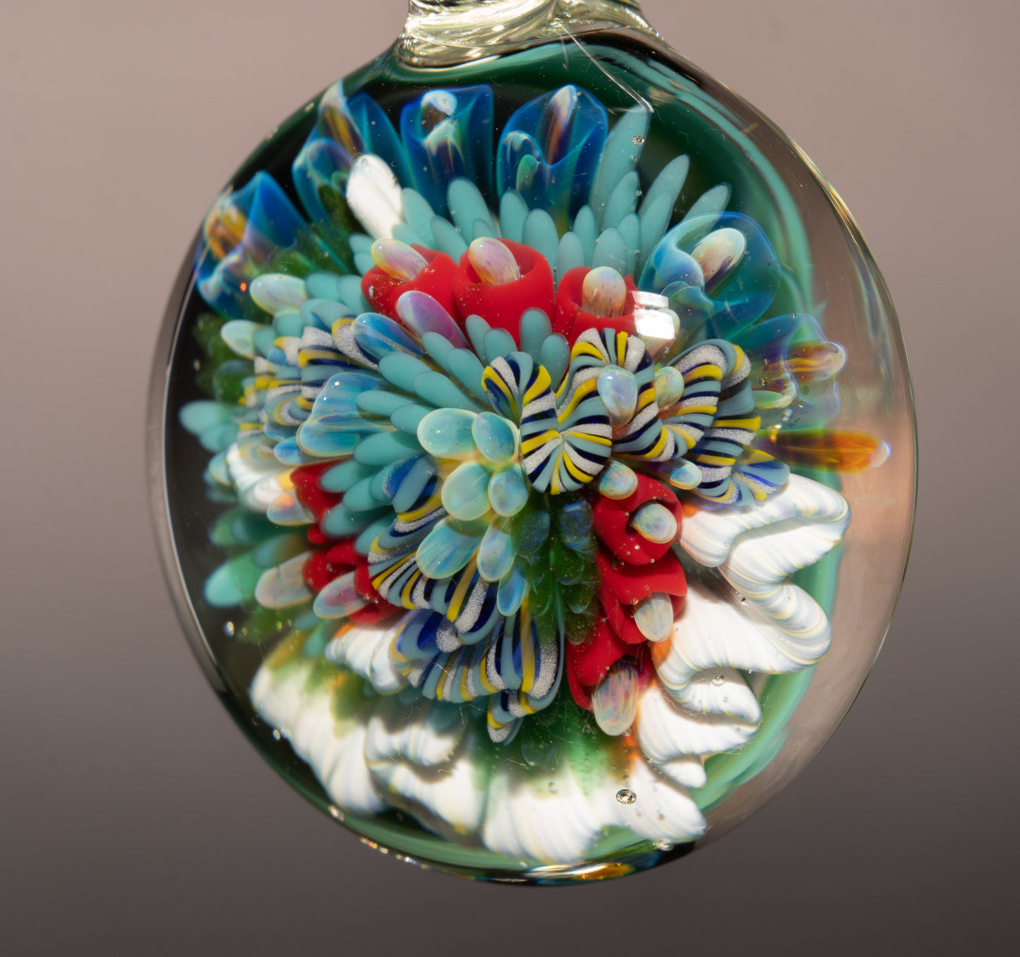 Handblown Coral Reef Glass Art Pendant | Ocean Jewelry Necklace | One of a Kind Piece