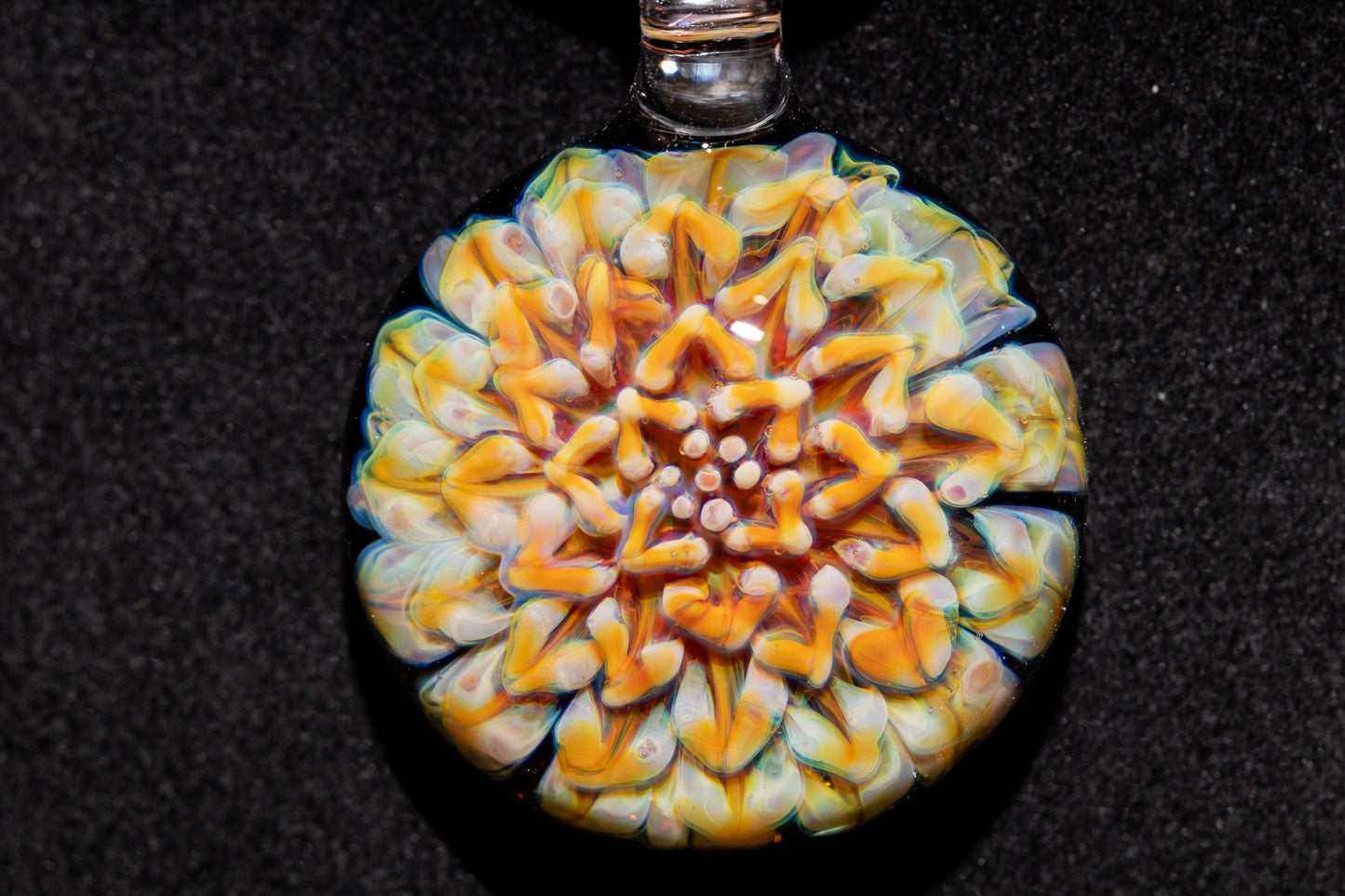 Dahlia Flower Glass Pendant Handmade Necklace Artisan Jewelry Collector Art Gift