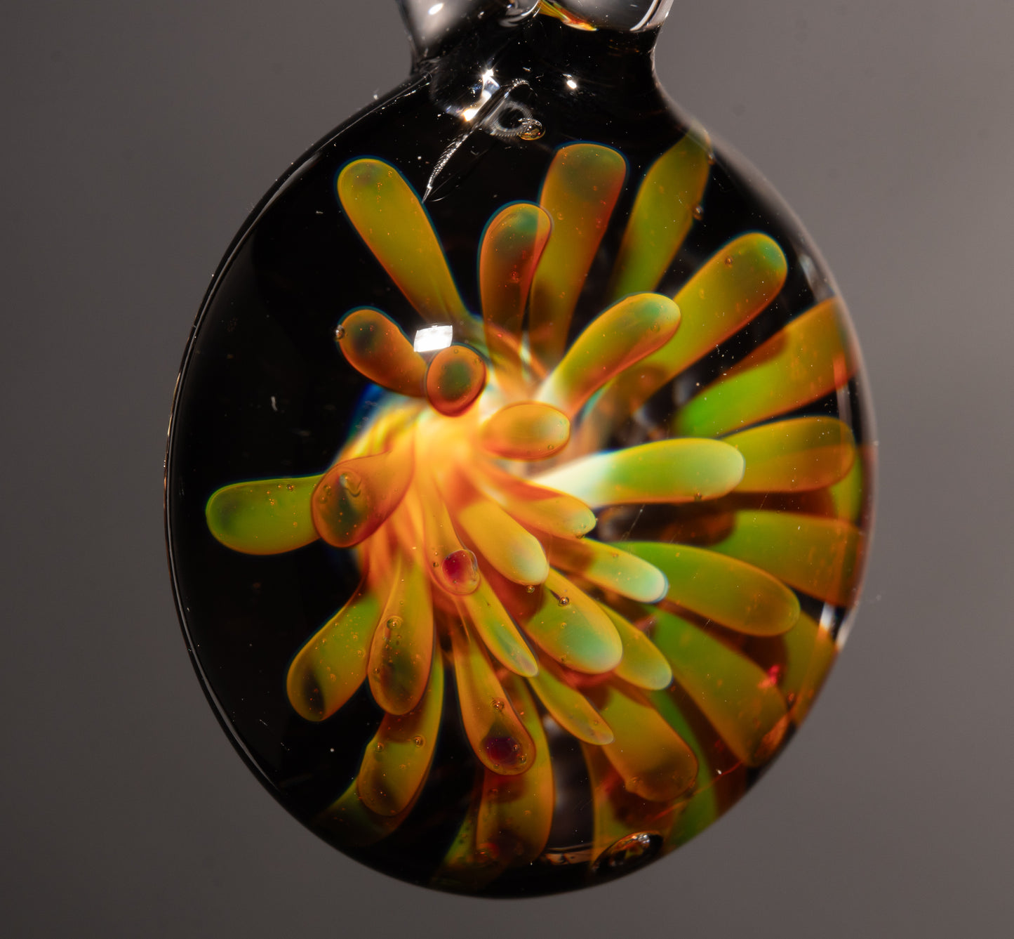 Dotted Flower Glass Pendant | Implosion Borosilicate Necklace | Handmade Art Glass Jewelry | One of a Kind Gift