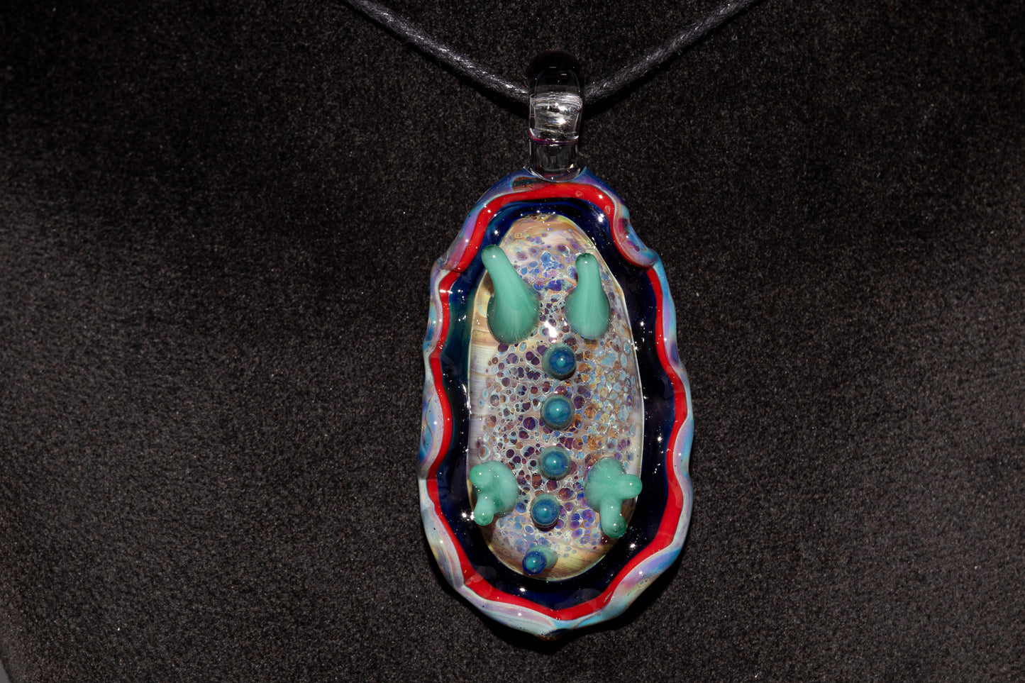 Handblown Nudibranch Glass Pendant | Ocean Inspired Sea Slug Necklace | Tide Pool Jewelry Art for Beach Lovers