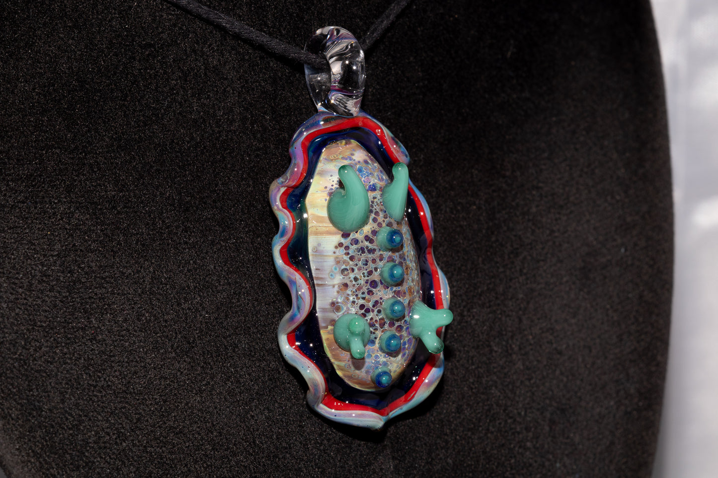 Handblown Nudibranch Glass Pendant | Ocean Inspired Sea Slug Necklace | Tide Pool Jewelry Art for Beach Lovers