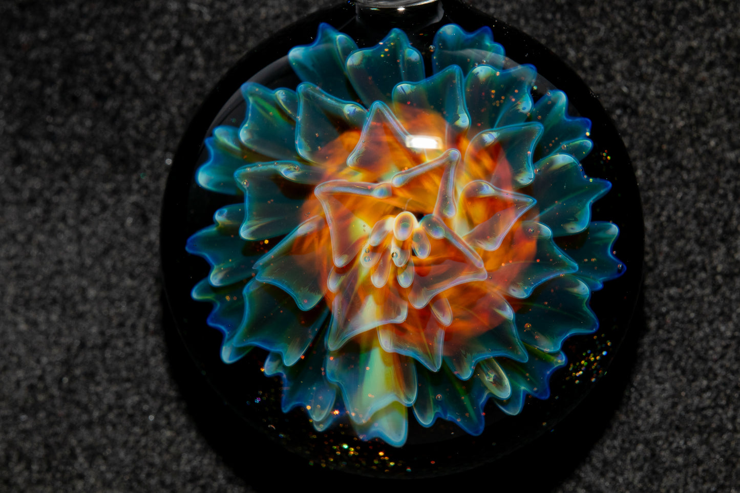 Dahlia Glass Art Pendant | Handcrafted Necklace Jewelry | Heady Glass Collectible