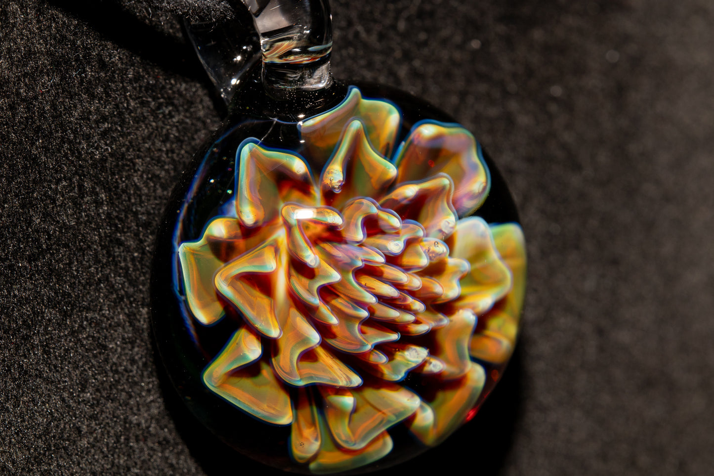 Artisan Glass Pendant | Dahlia Flower Jewelry Necklace | Handblown Statement Piece