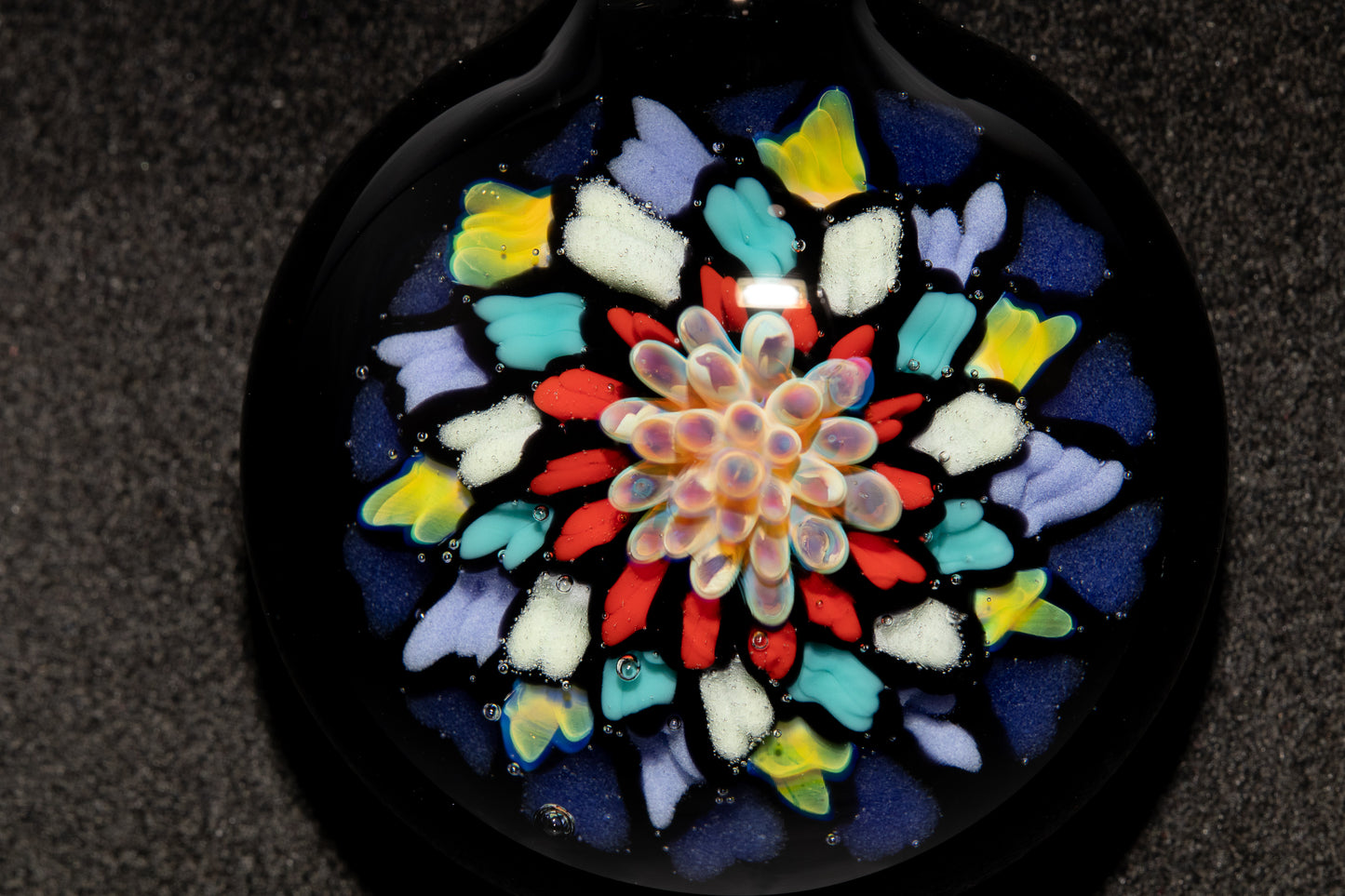 Unique Mandala Glass Pendant | Colorful Fillacello Design | Sacred Geometry Jewelry Art