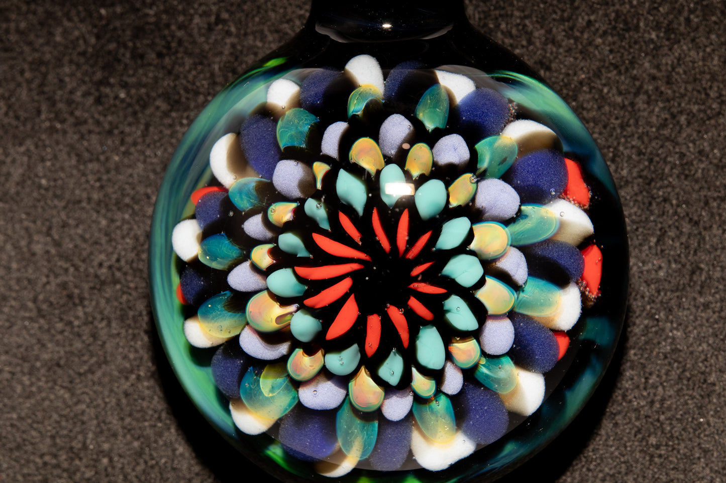Artisan Mandala Pendant | Multicolor Glass Symmetry | Heady Psychedelic Wearable Art