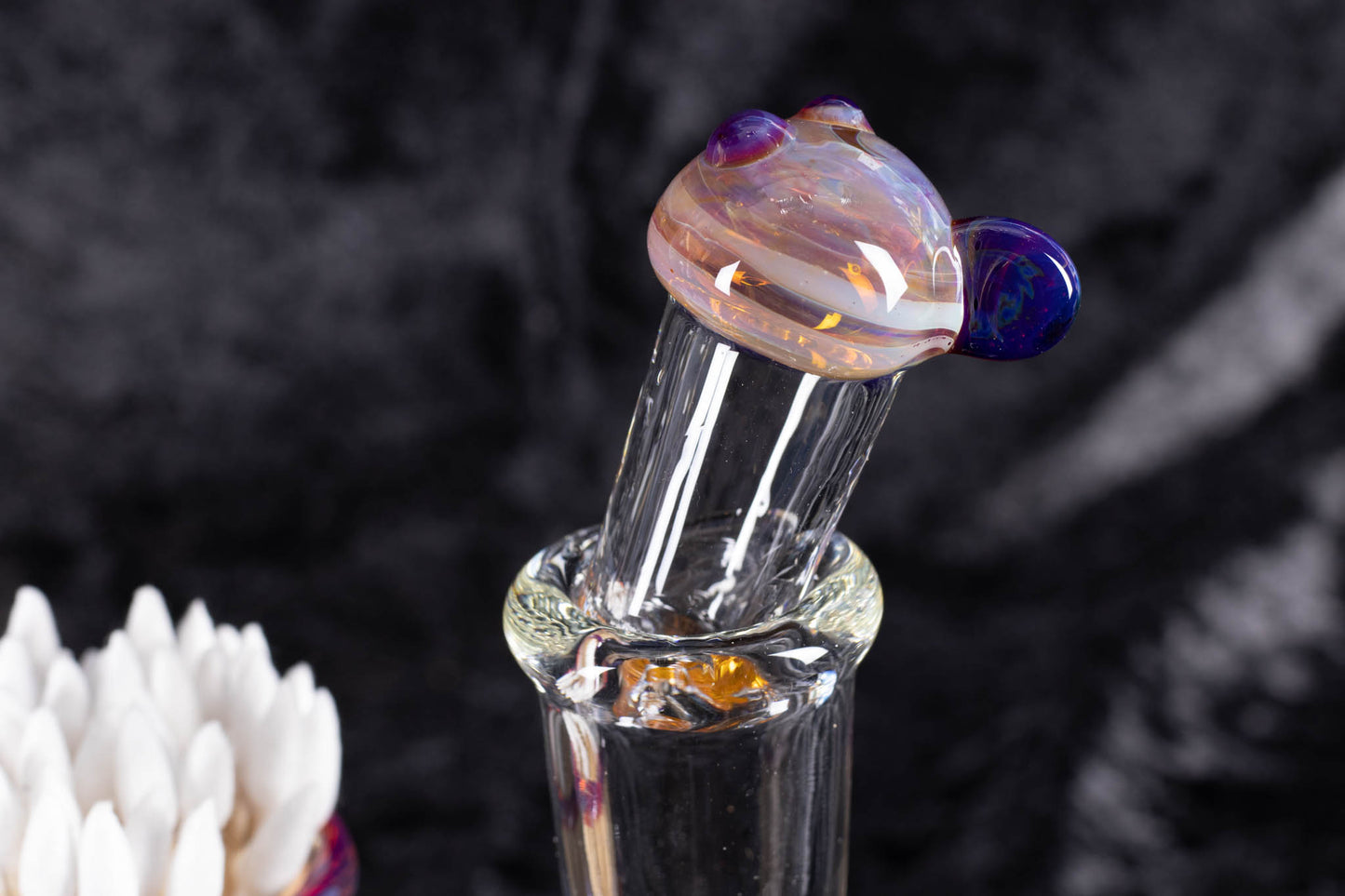 Q-tip Container with Cleaning Bottle | Borosilicate Glass Jar | Heady Glass Jar | Handblown Functional Glass