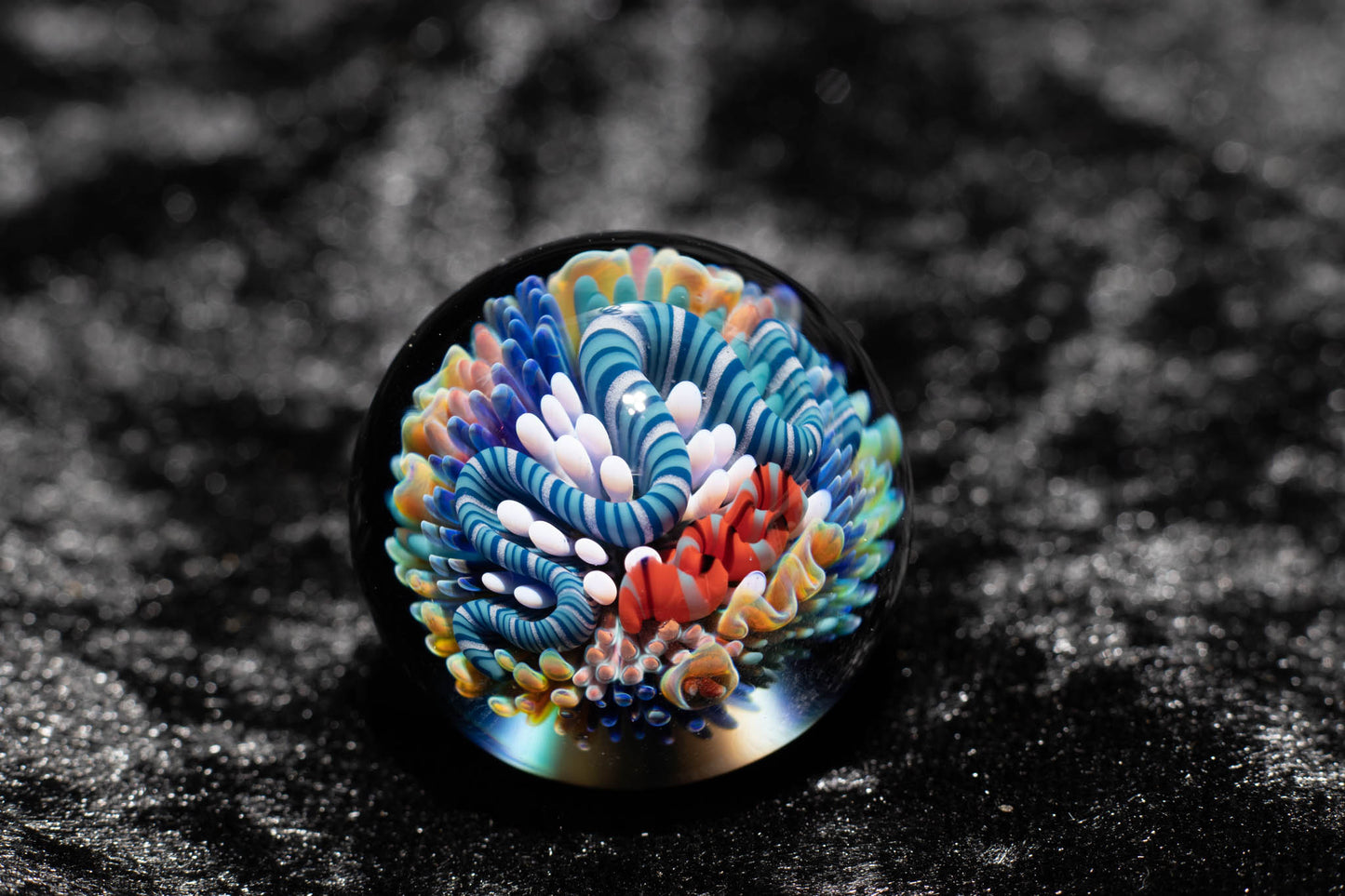 Large Coral Reef Display Marble | Glass Ocean Marble | Hider Marbles | Big Borosilicate Glass Marbles